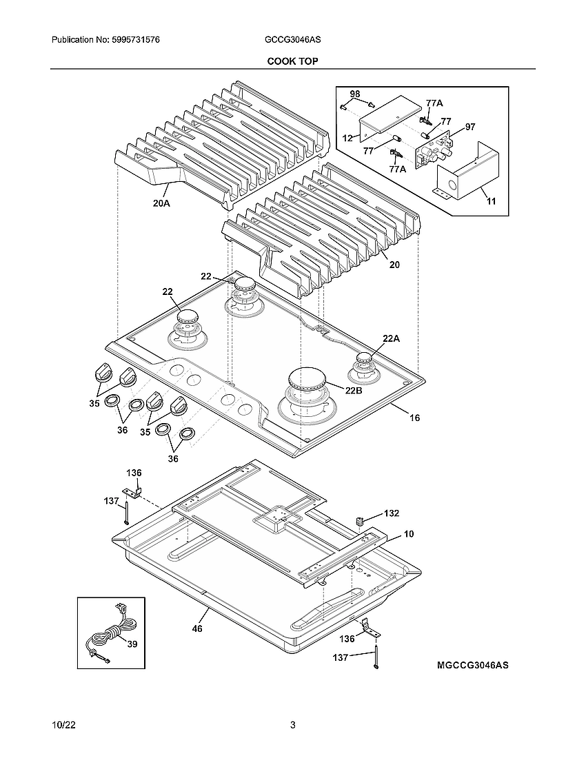 Frigidaire GCCG3046AS cook top|mgccg3046as.svg diagram