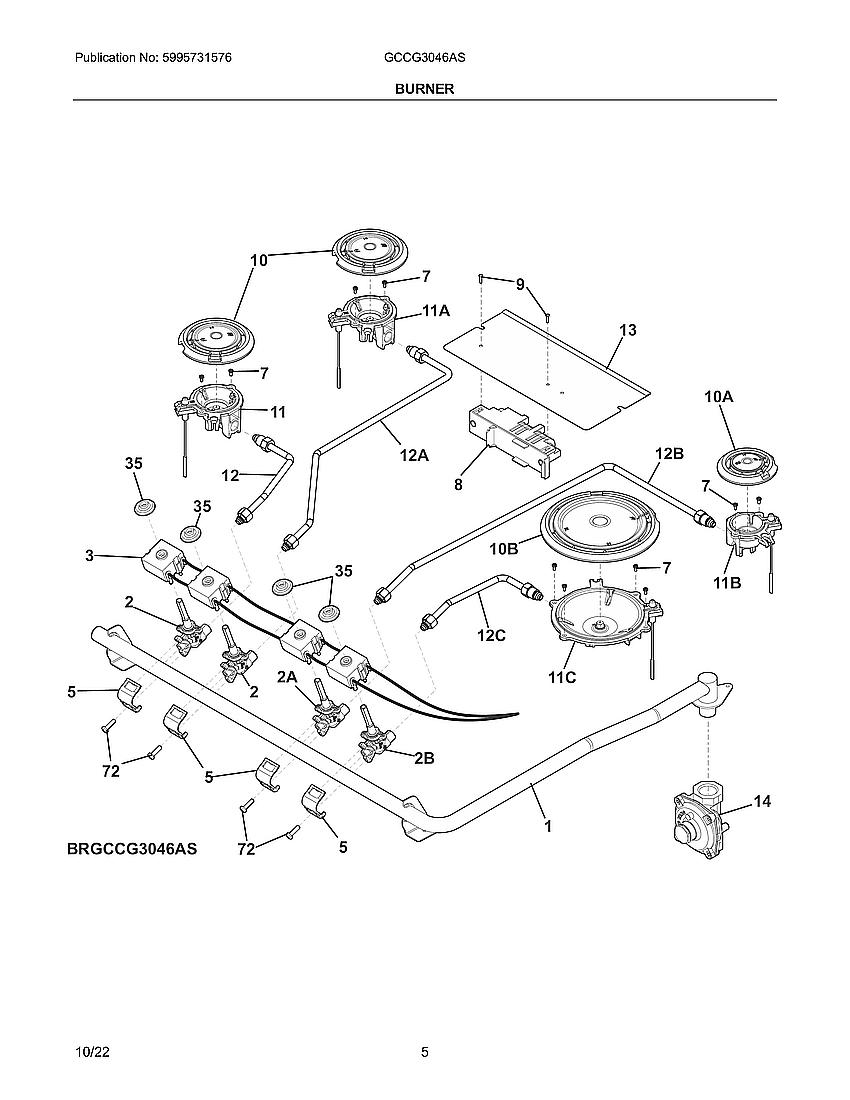 Frigidaire GCCG3046AS burner|brgccg046as.svg diagram