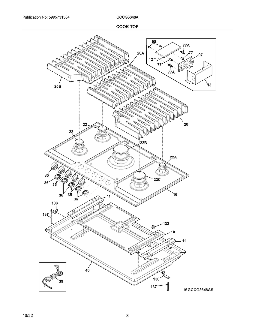 Frigidaire GCCG3648AS cook top|mgccg3648as.svg diagram