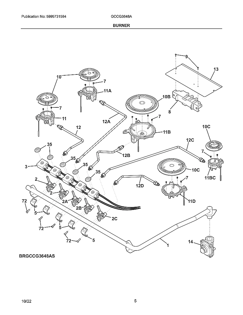 Frigidaire GCCG3648AS burner|brgccg3648as.svg diagram