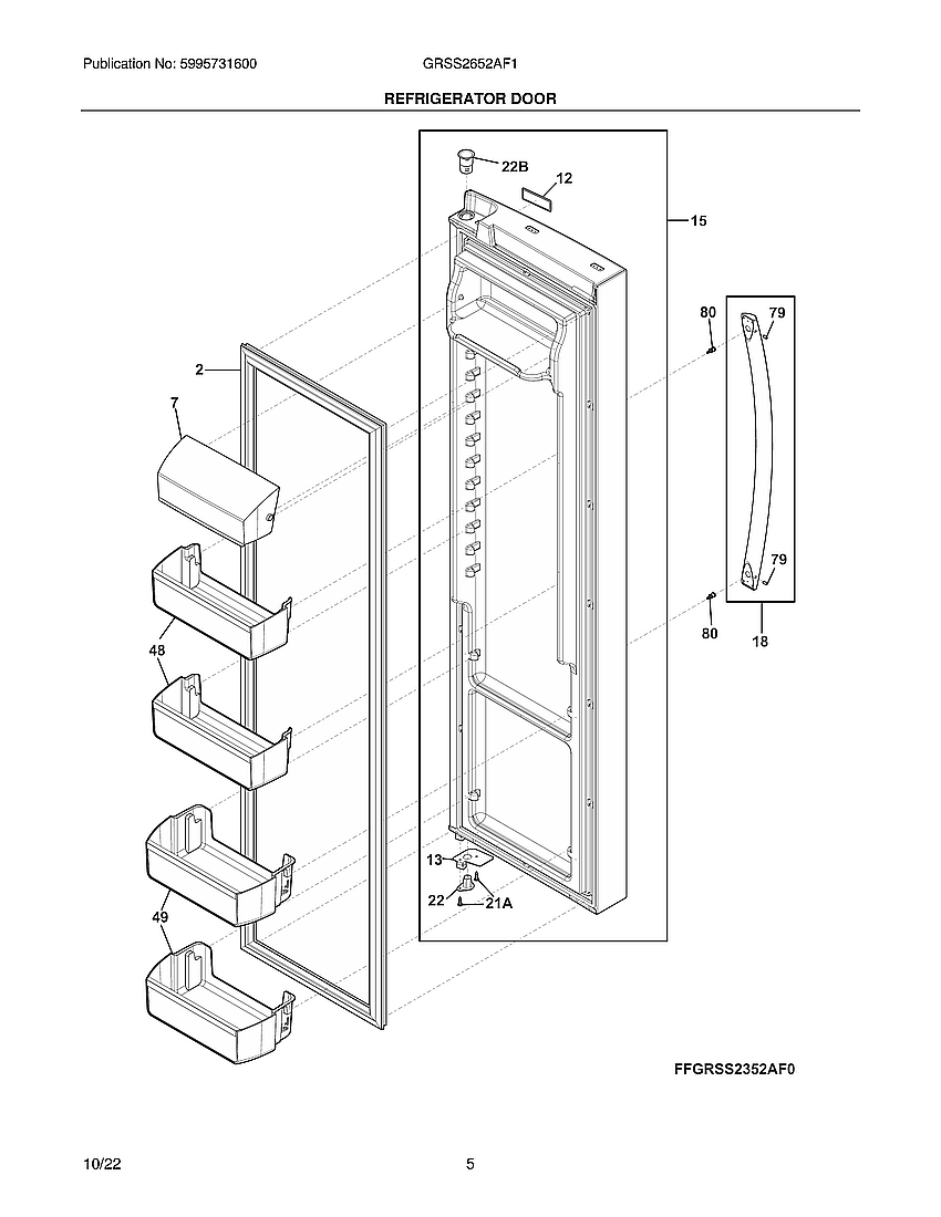 Frigidaire GRSS2652AF1 refrigerator door diagram