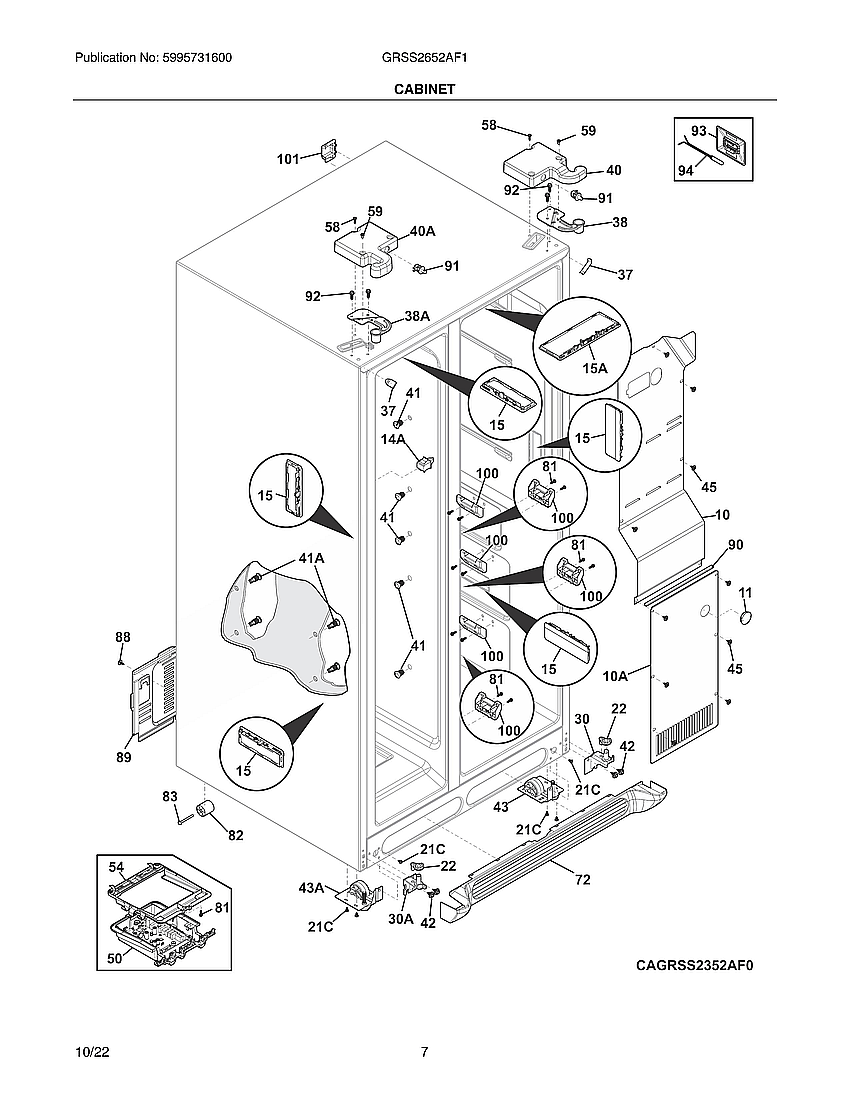Frigidaire GRSS2652AF1 cabinet diagram