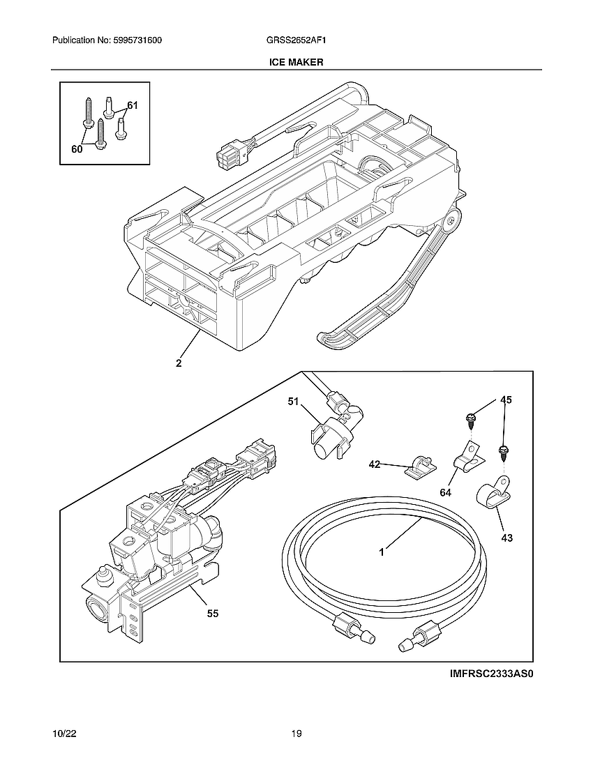 Frigidaire GRSS2652AF1 ice maker diagram