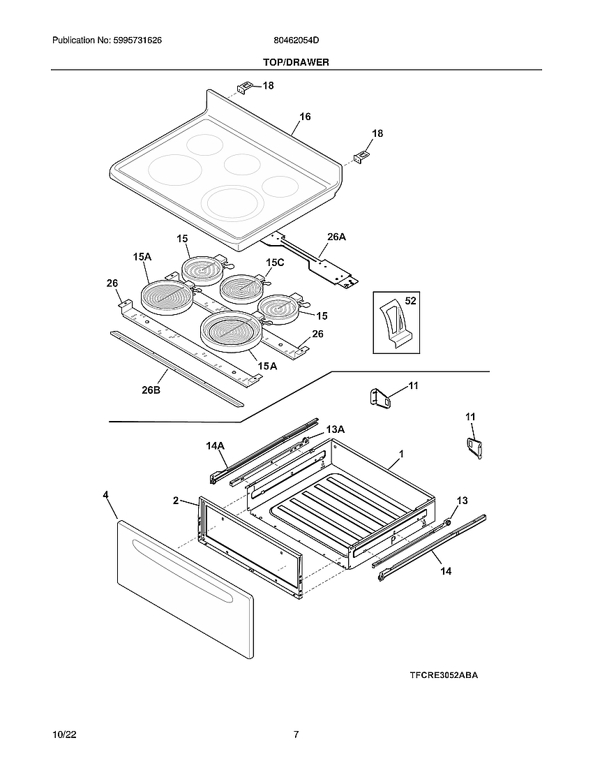 Crosley 80462054D top/drawer diagram