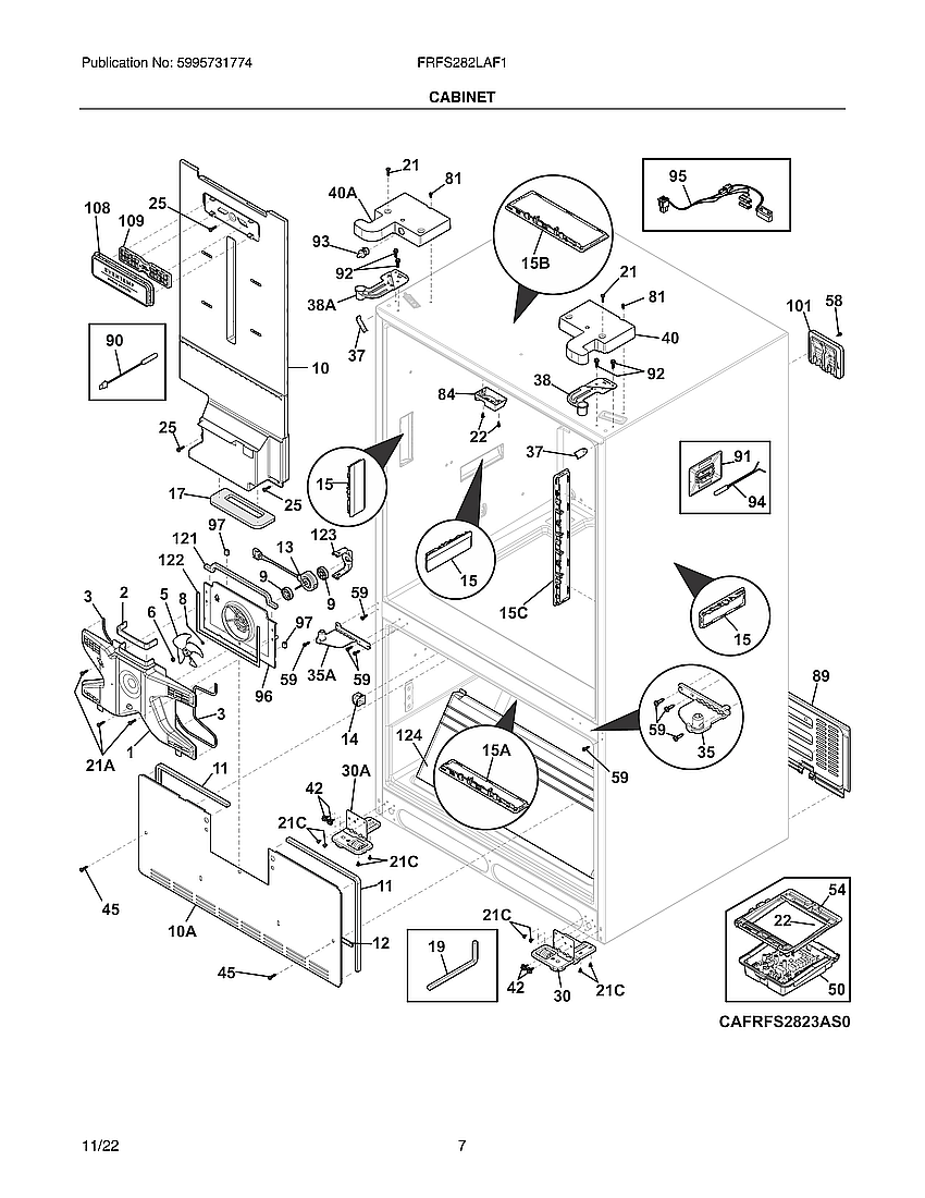 Frigidaire FRFS282LAF1 cabinet diagram