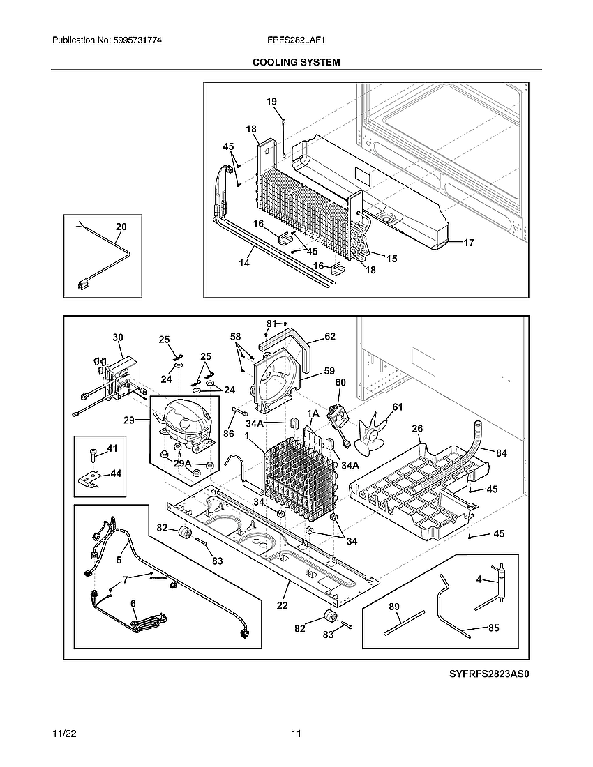 Frigidaire FRFS282LAF1 cooling system diagram