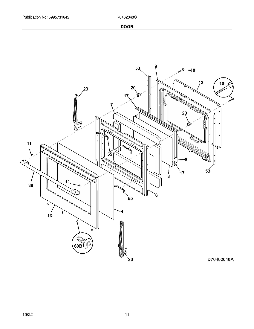 Crosley 70462040C door diagram