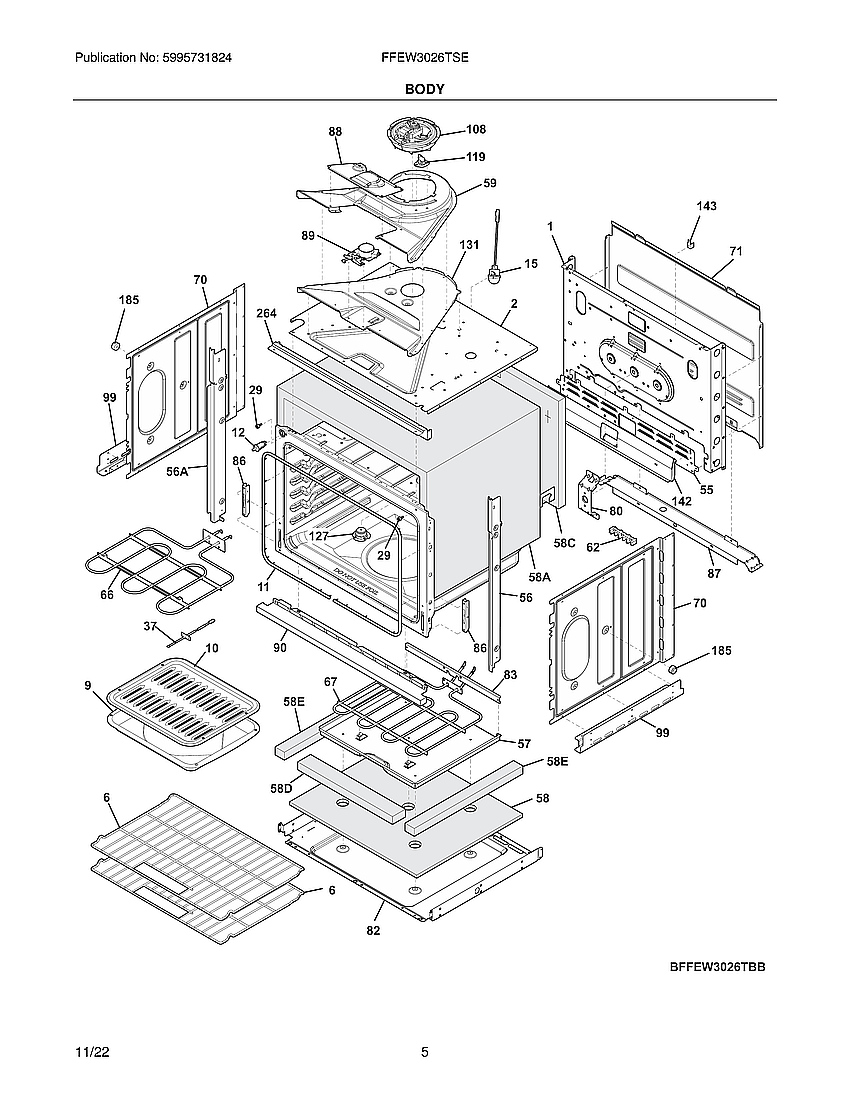 Frigidaire FFEW3026TSE body diagram