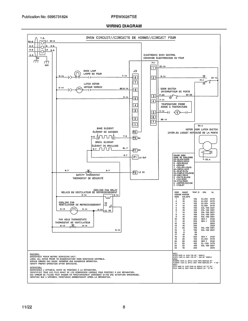 Frigidaire FFEW3026TSE wiring diagram diagram