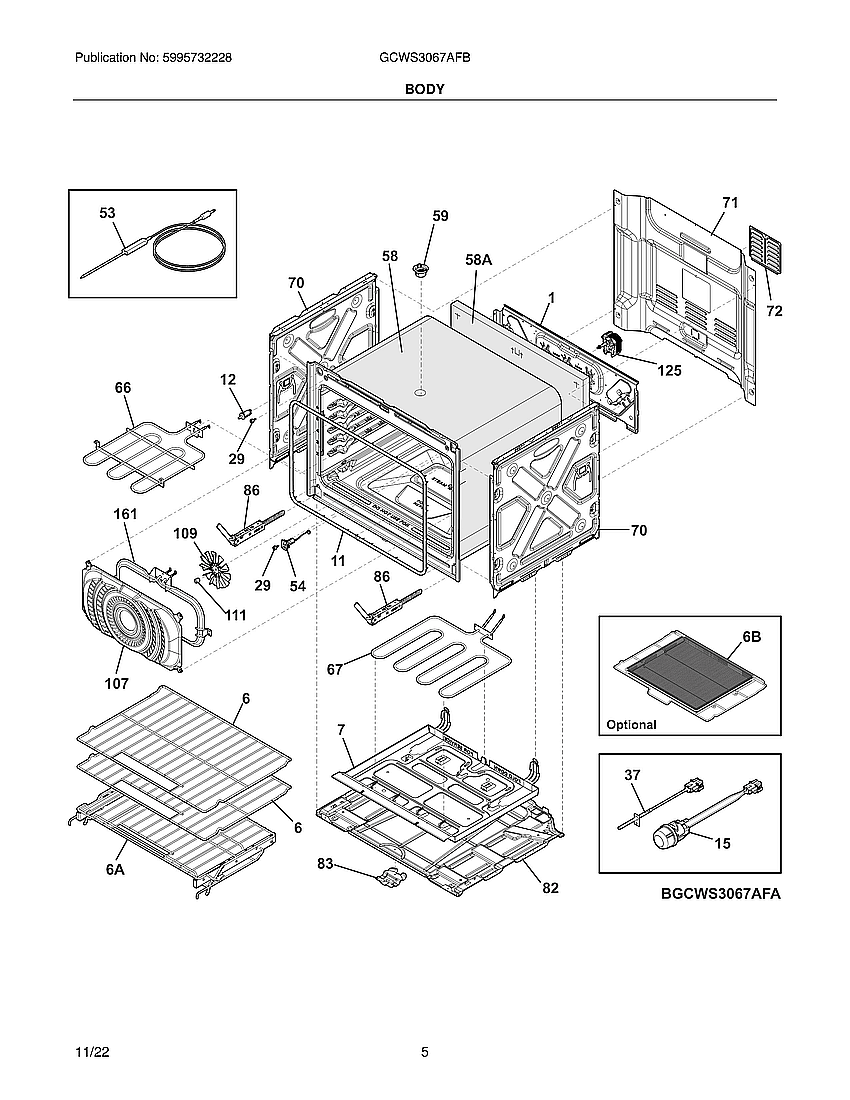 Frigidaire GCWS3067AFB body diagram