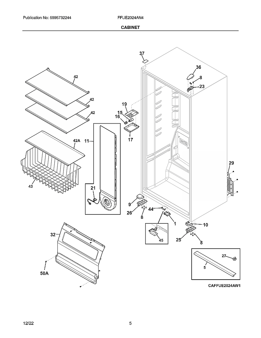 Frigidaire FFUE2024AN4 cabinet diagram