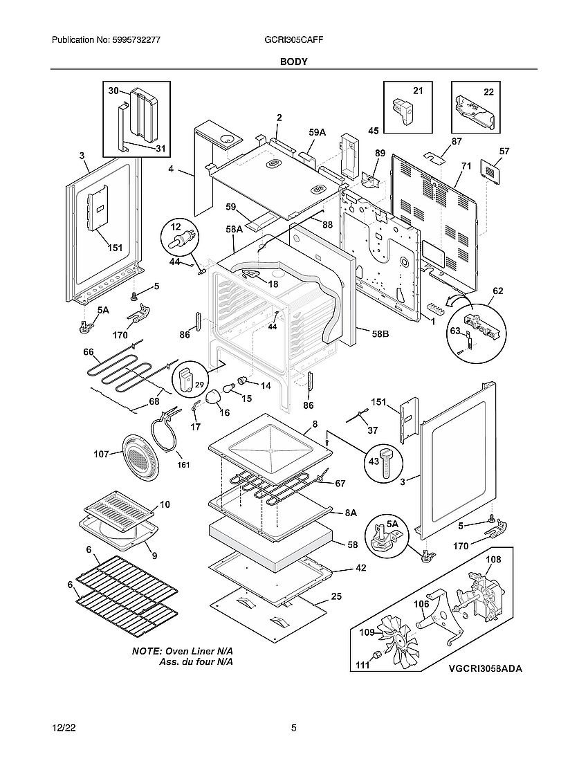Frigidaire GCRI305CAFF body diagram
