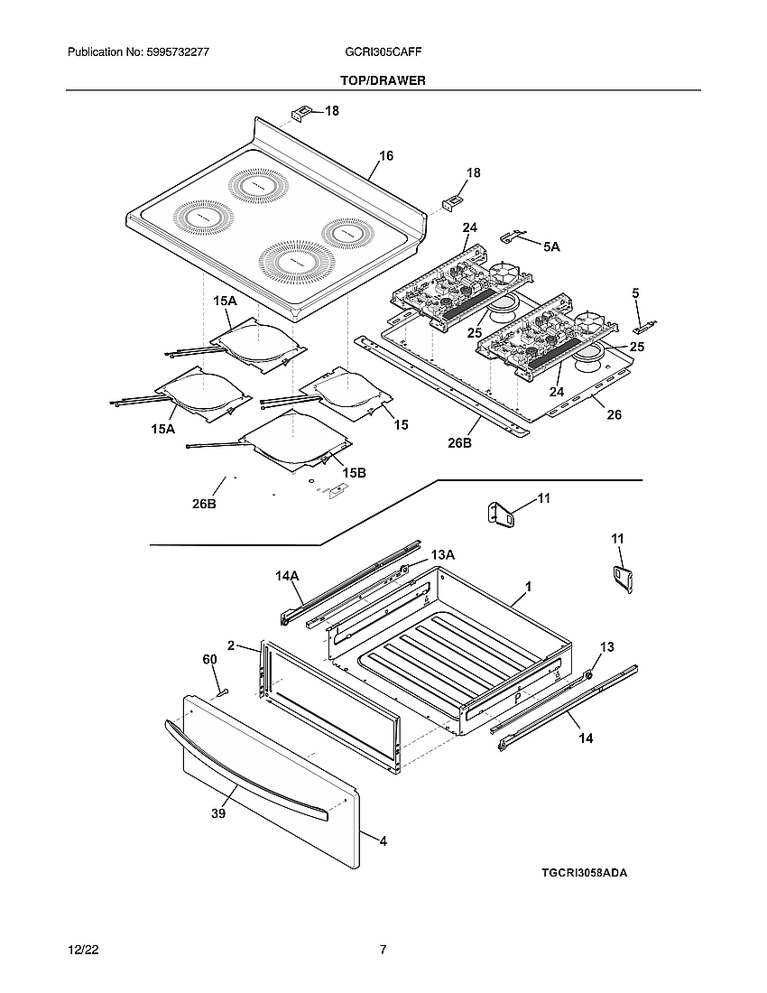 Frigidaire GCRI305CAFF top/drawer diagram