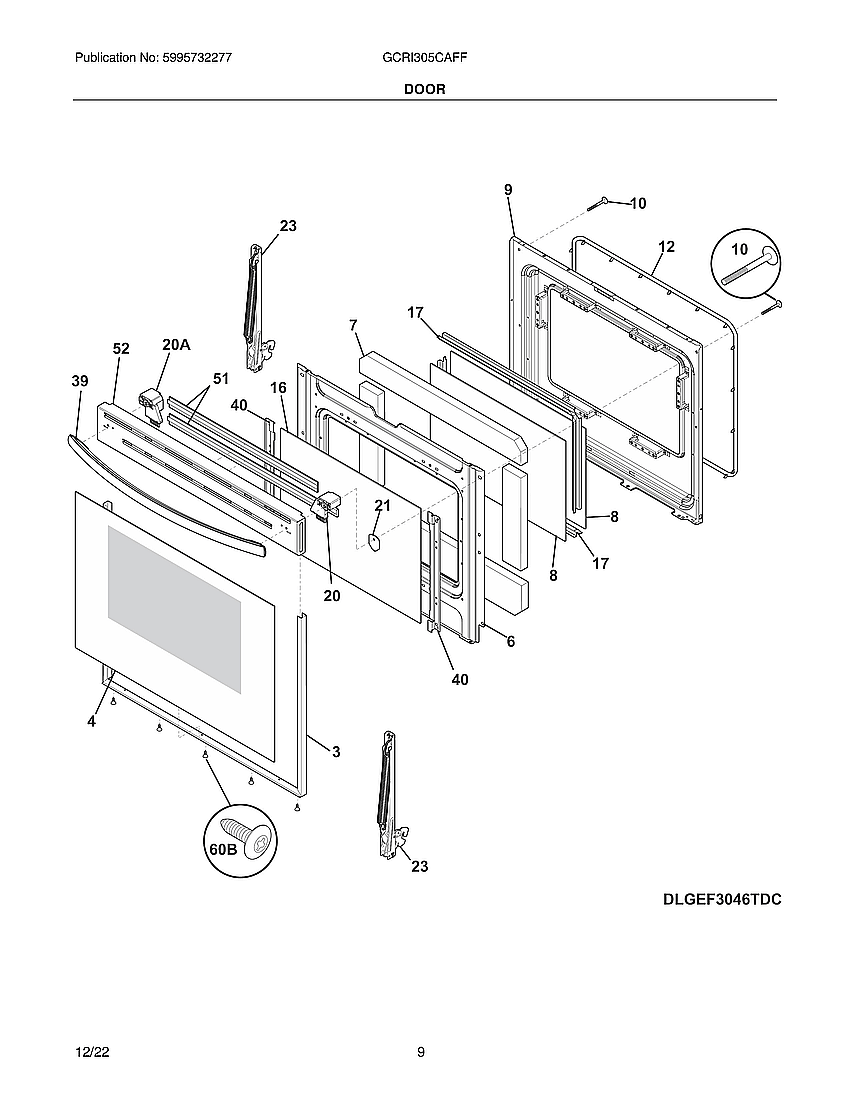 Frigidaire GCRI305CAFF door diagram
