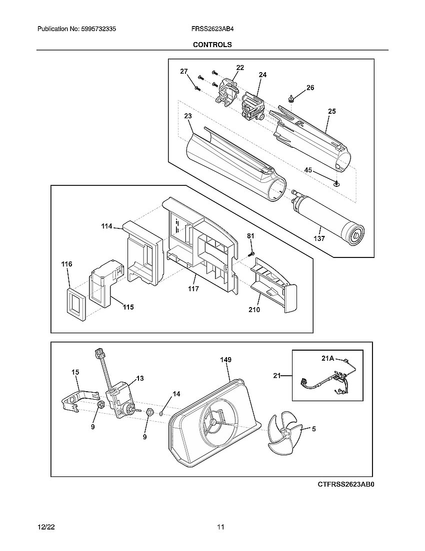 Frigidaire FRSS2623AB4 controls diagram