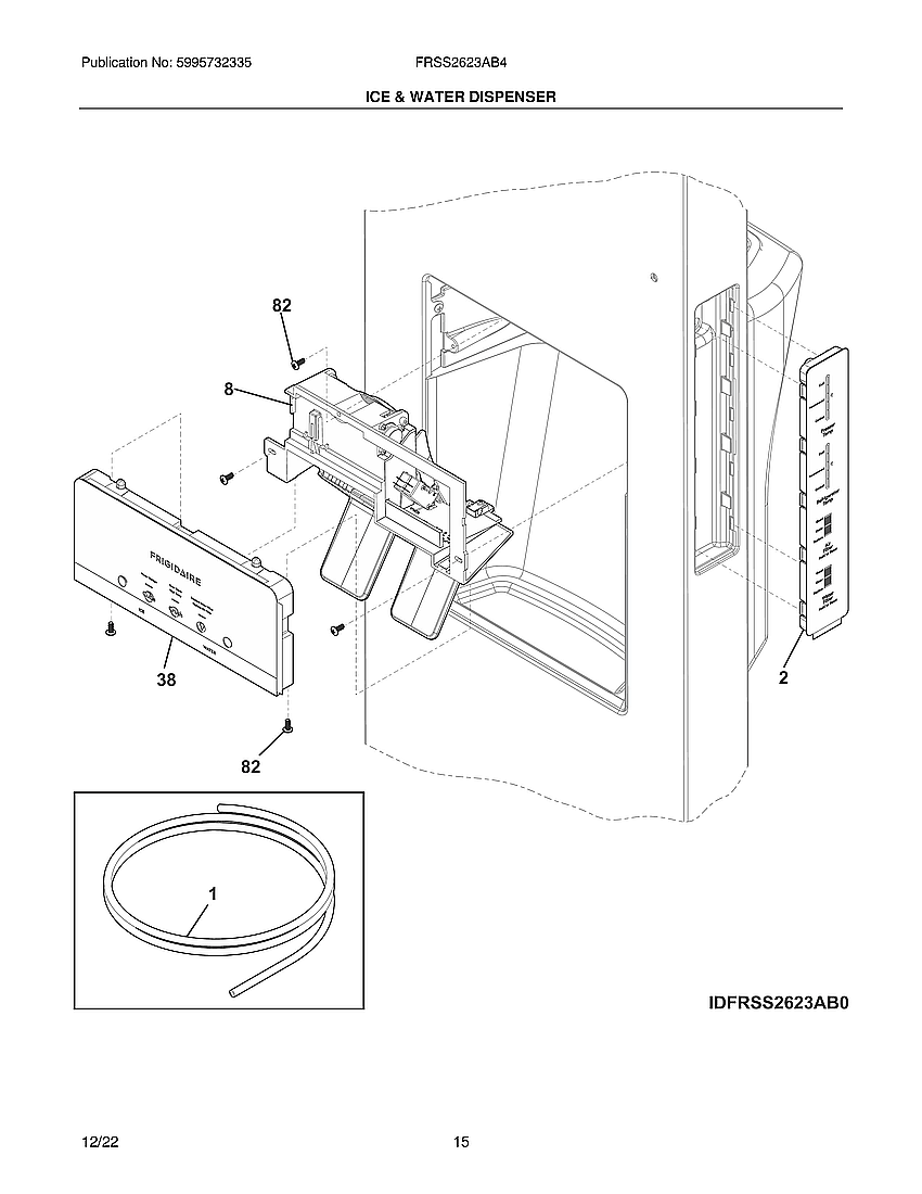 Frigidaire FRSS2623AB4 ice & water dispenser diagram