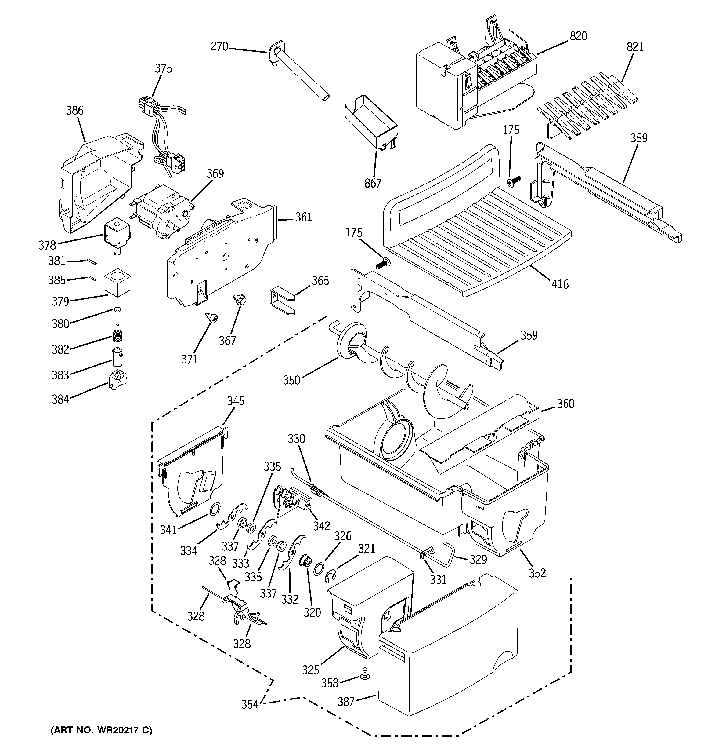 RCA RSK27NGSECCC ice maker & dispenser diagram