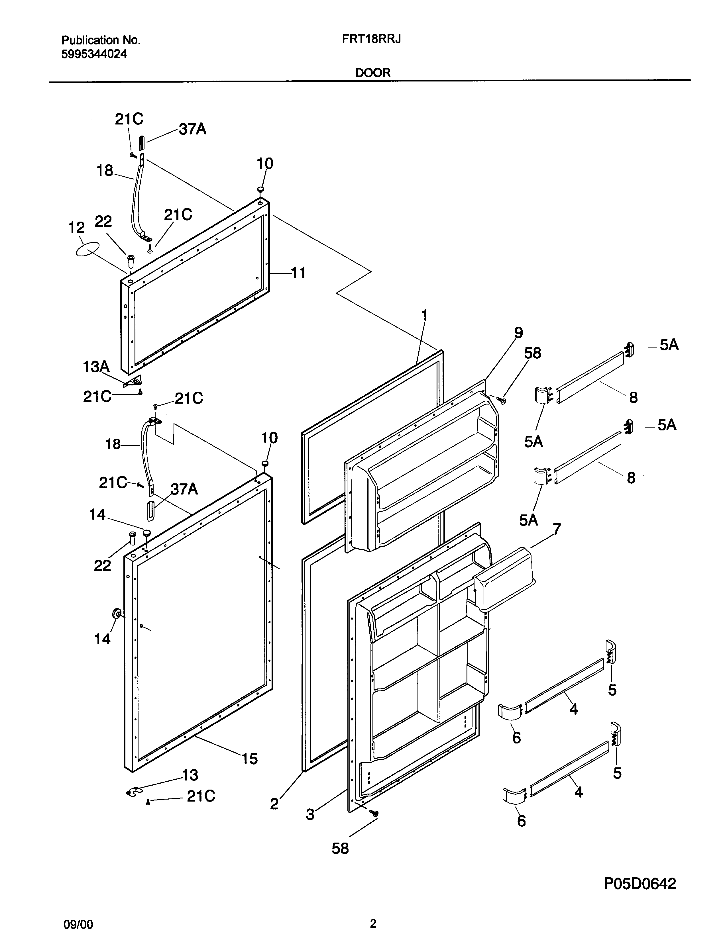 Frigidaire OEMF1-FRT18RRJD1 door diagram