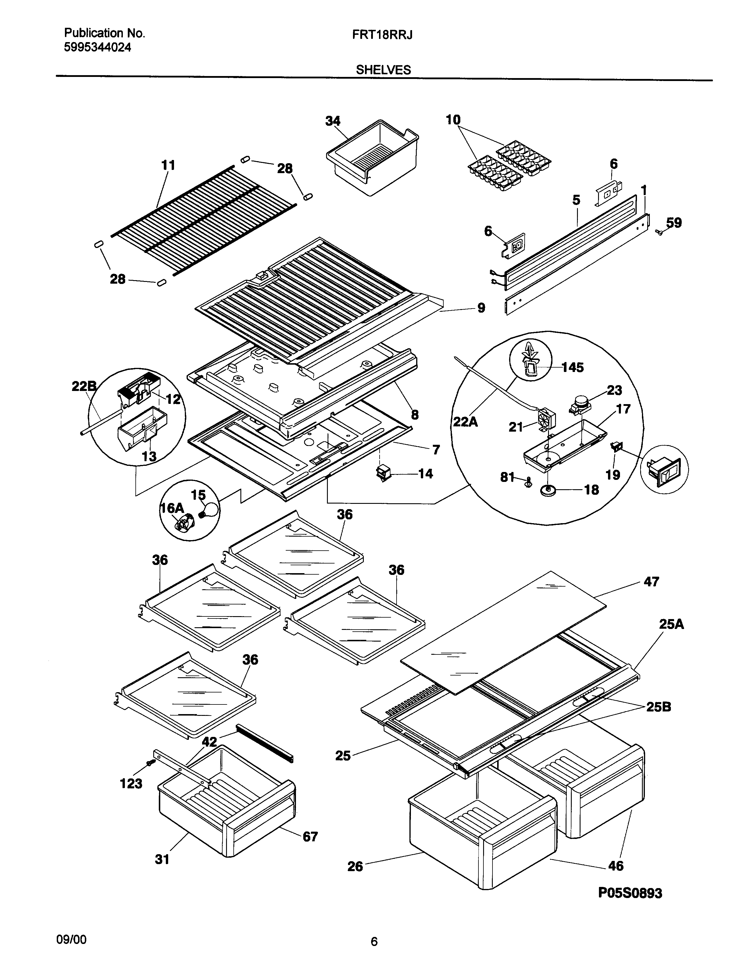 Frigidaire OEMF1-FRT18RRJD1 shelves diagram