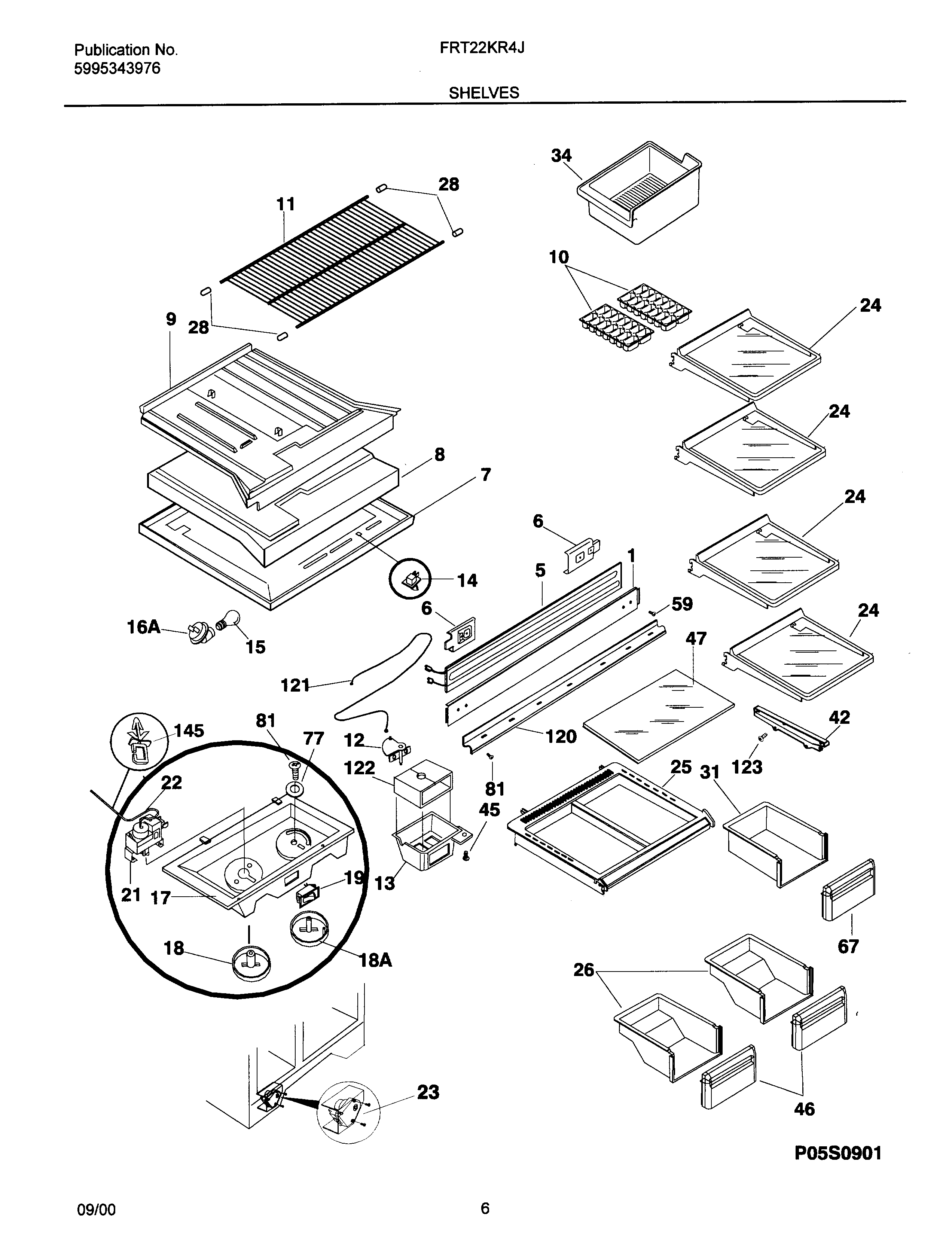 Frigidaire OEMF2-FRT22KR4JQ0 shelves diagram