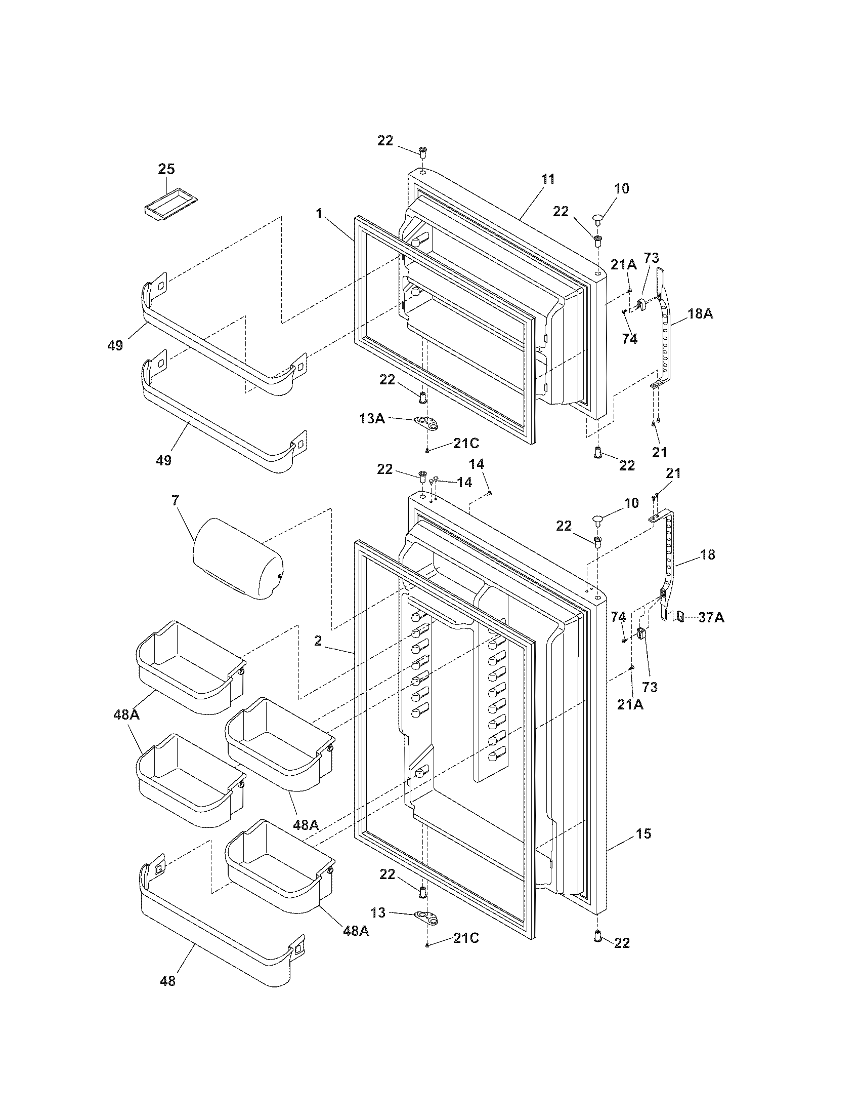 Kenmore 25369939704 door diagram