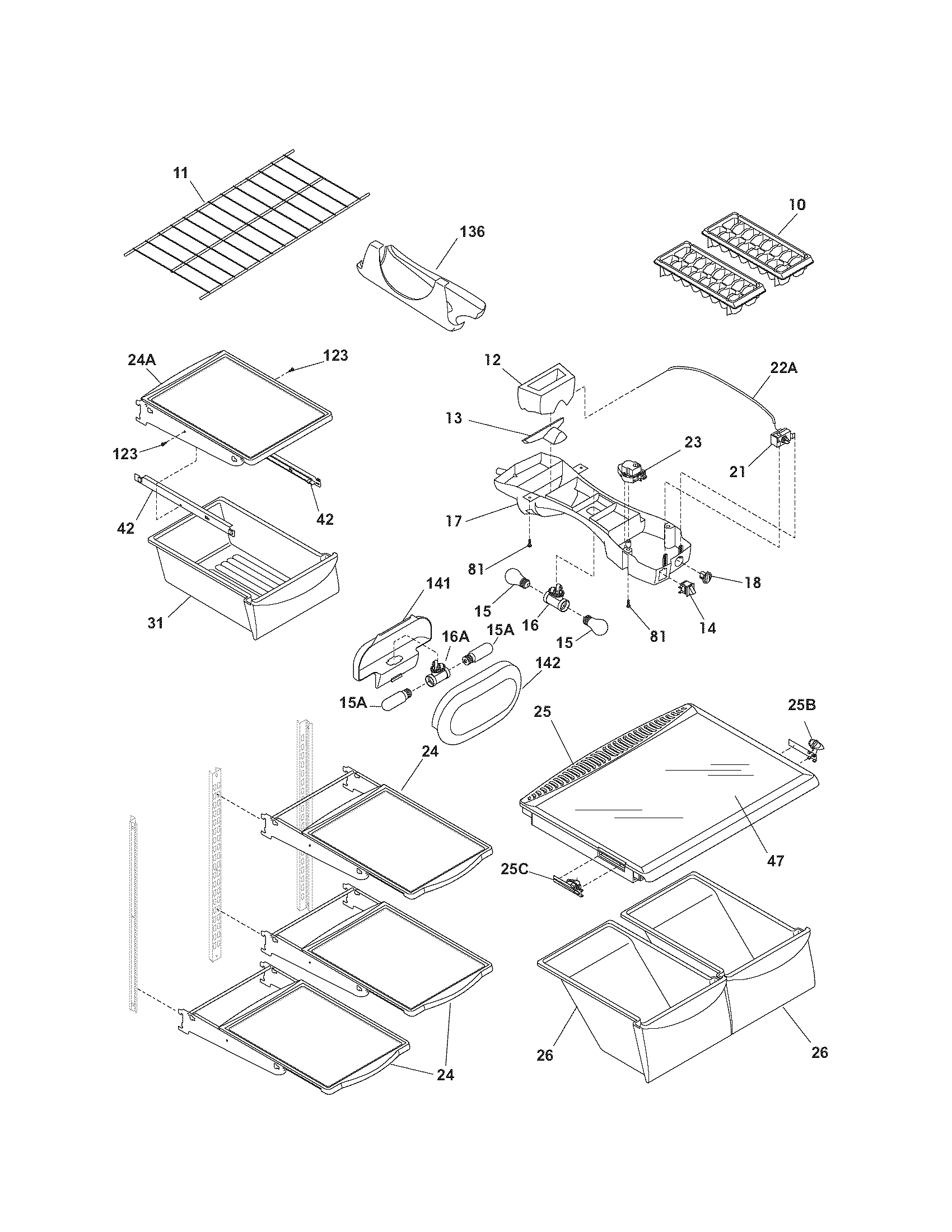 Kenmore 25369953704 shelves diagram