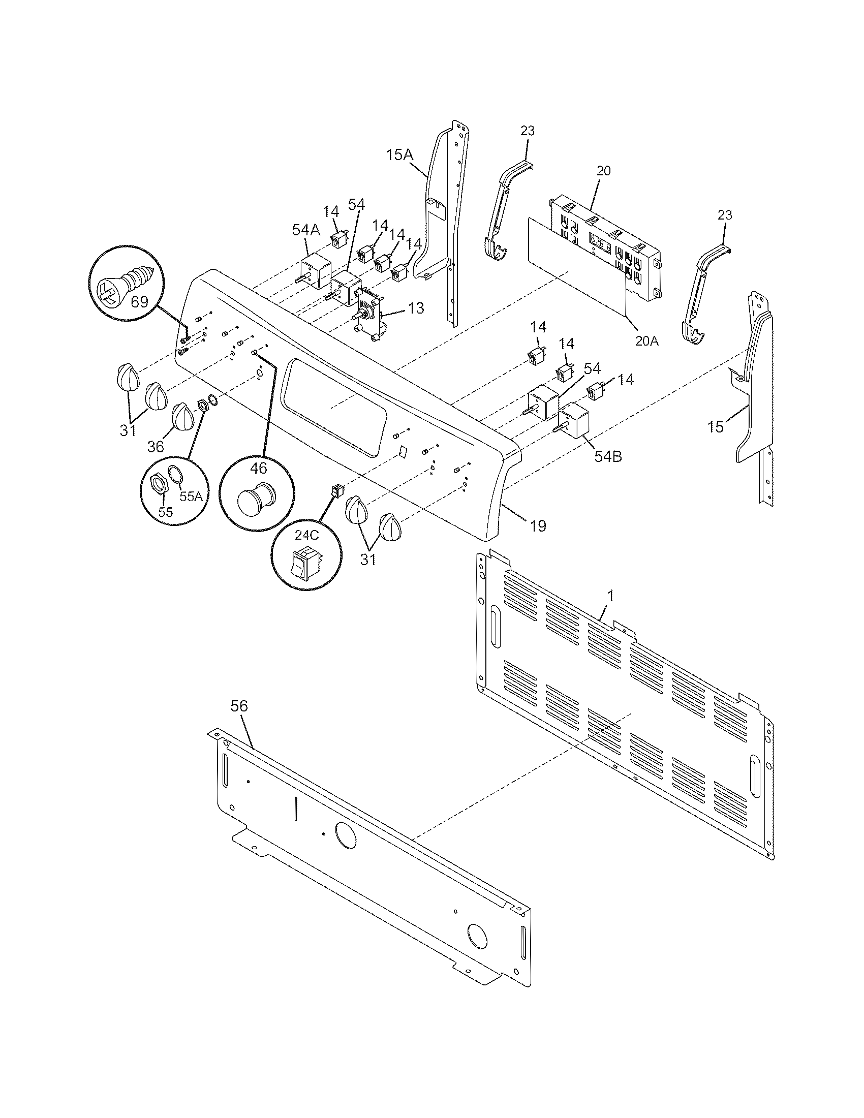 Frigidaire FEFBMZ96FCC backguard diagram