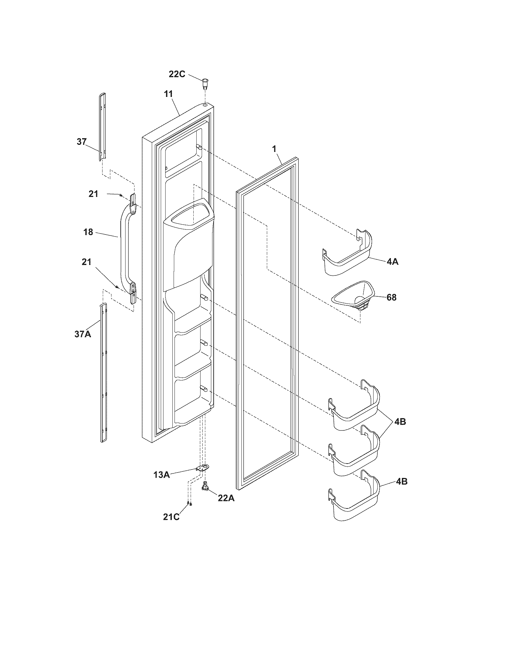 Crosley CRSE264FQ1 freezer door diagram