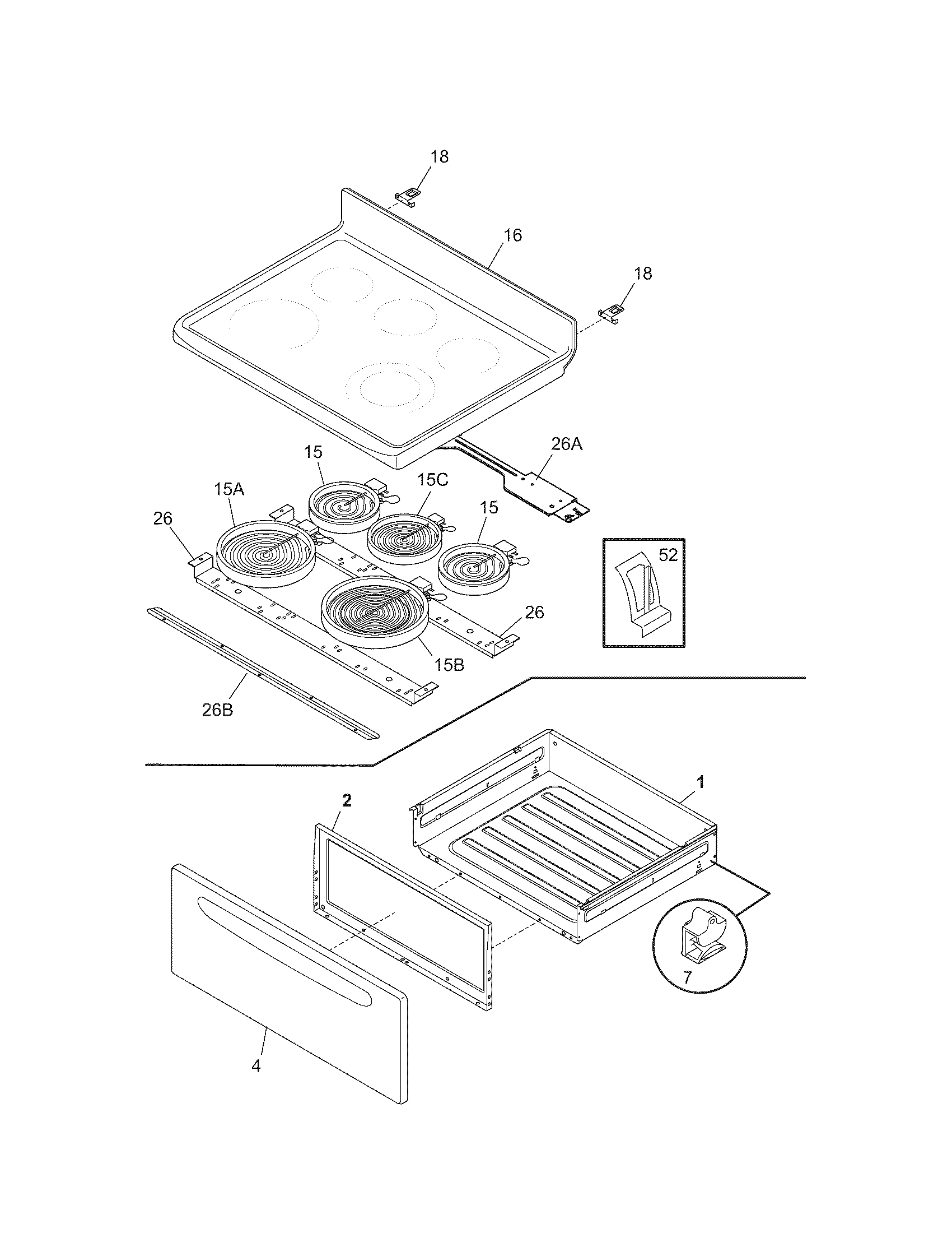 Kenmore 79094354700 top/drawer diagram