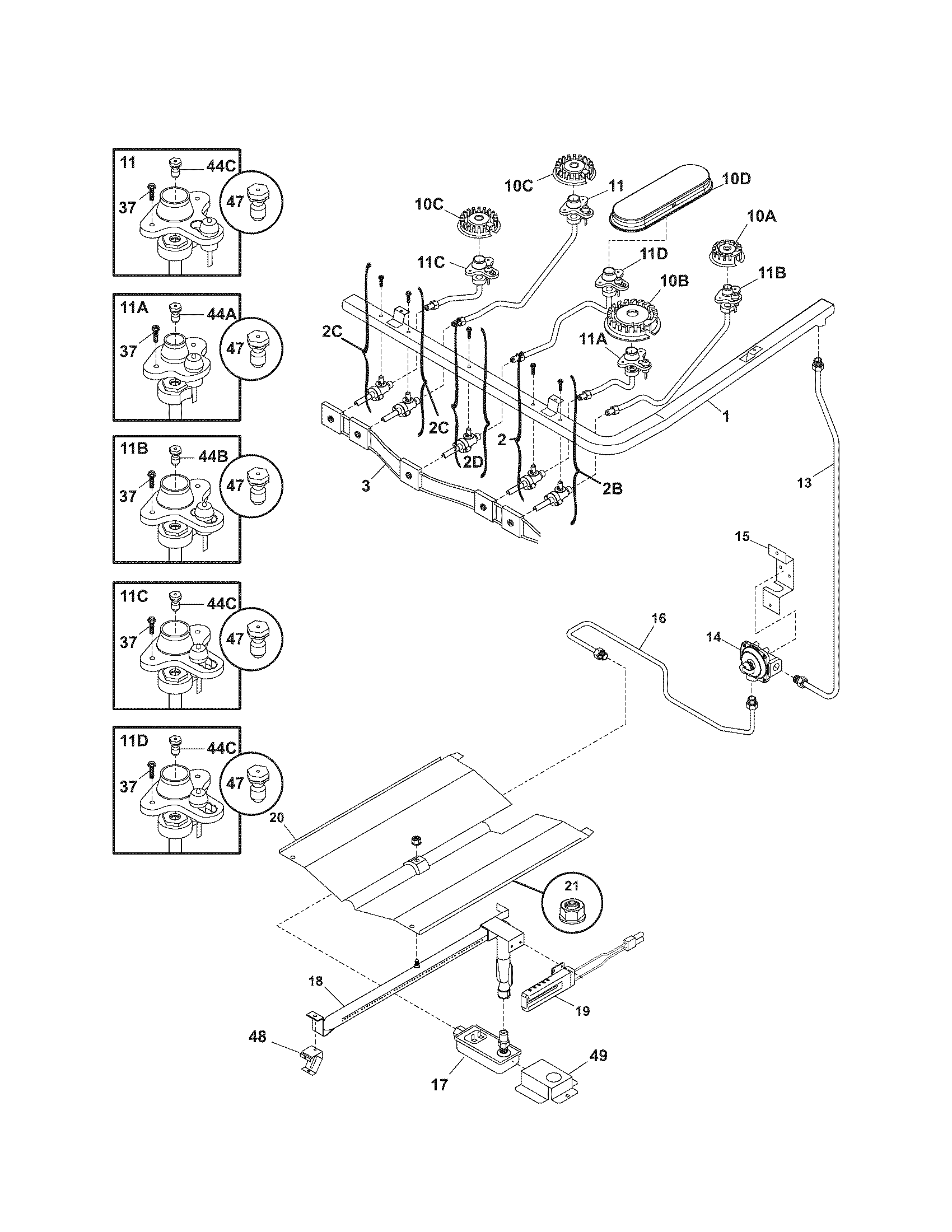 Kenmore 79071329700 burner diagram