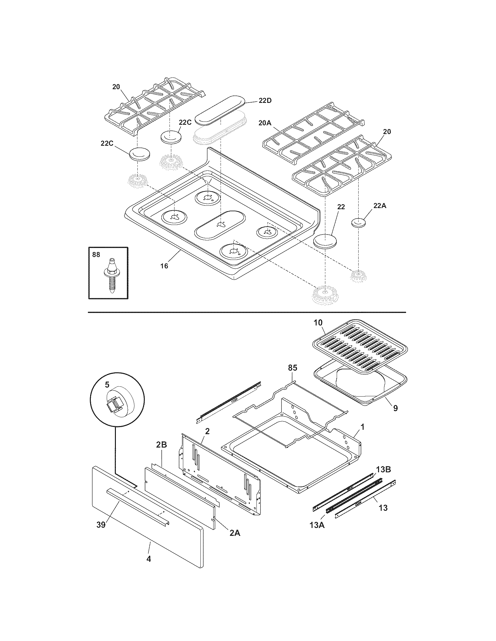 Kenmore 79071329700 top/drawer diagram