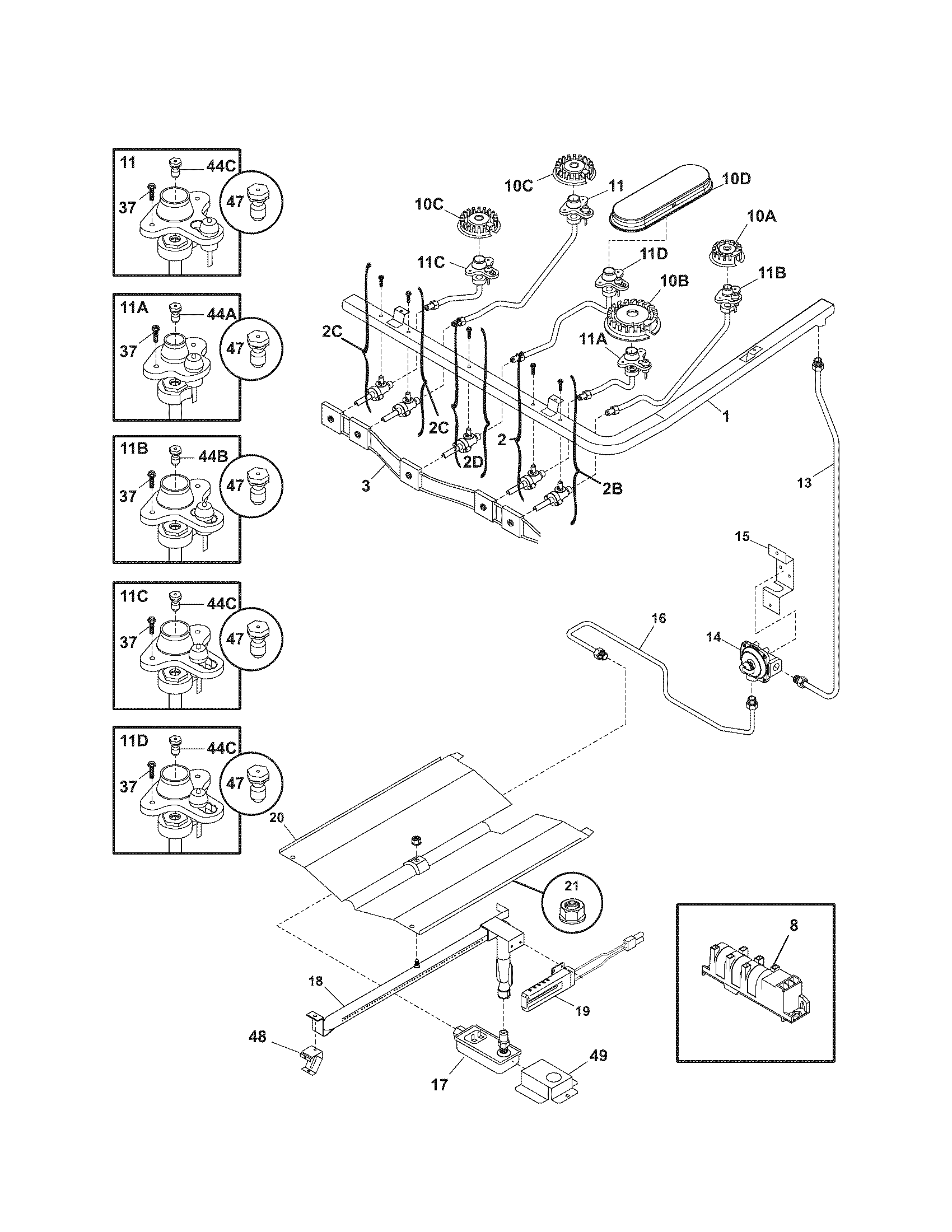 Kenmore 79071313700 burner diagram