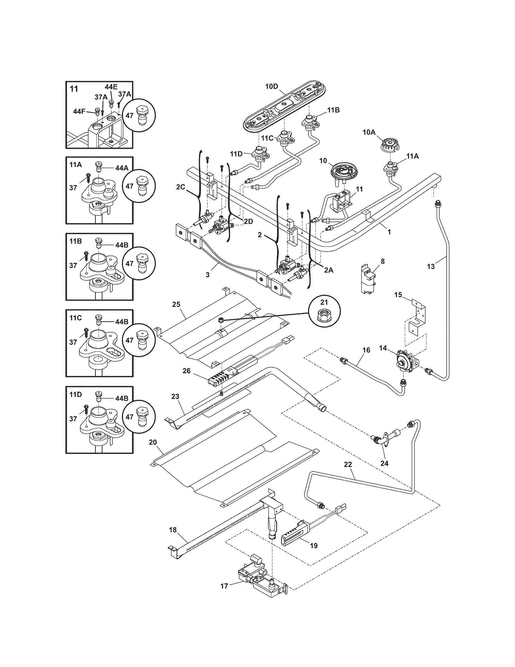 Kenmore Elite 79079442601 burner diagram