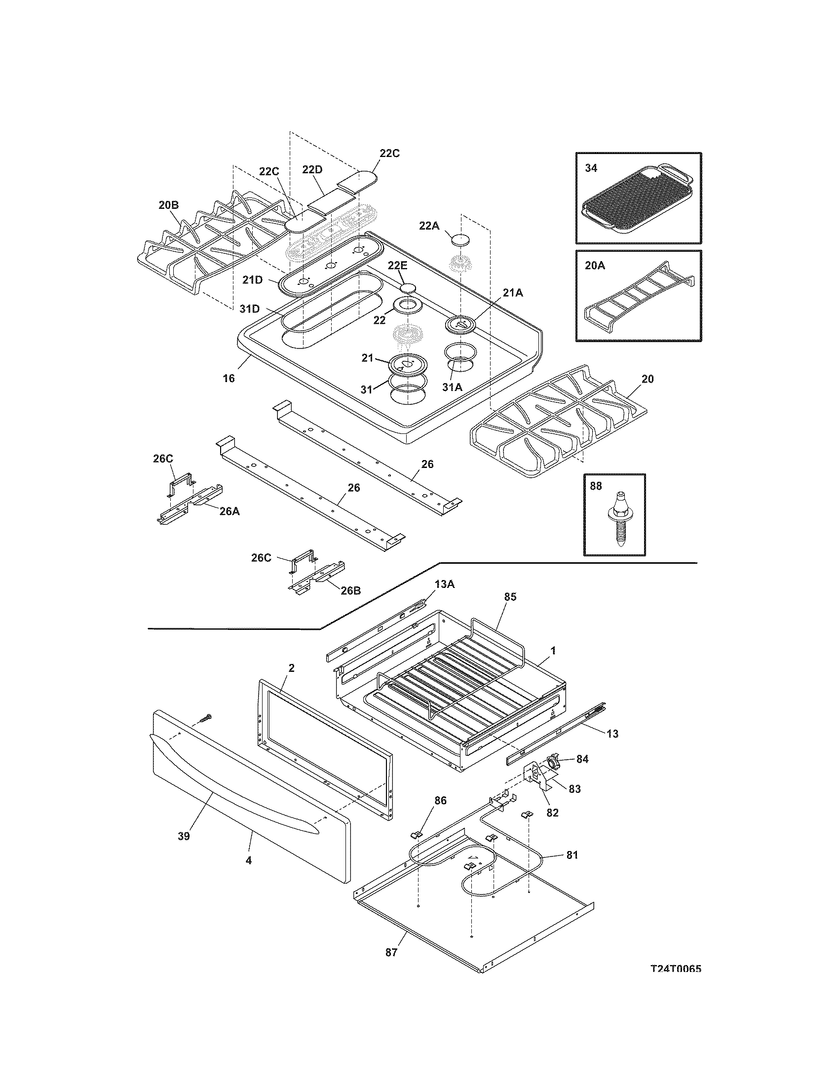 Kenmore Elite 79079442601 top/drawer diagram
