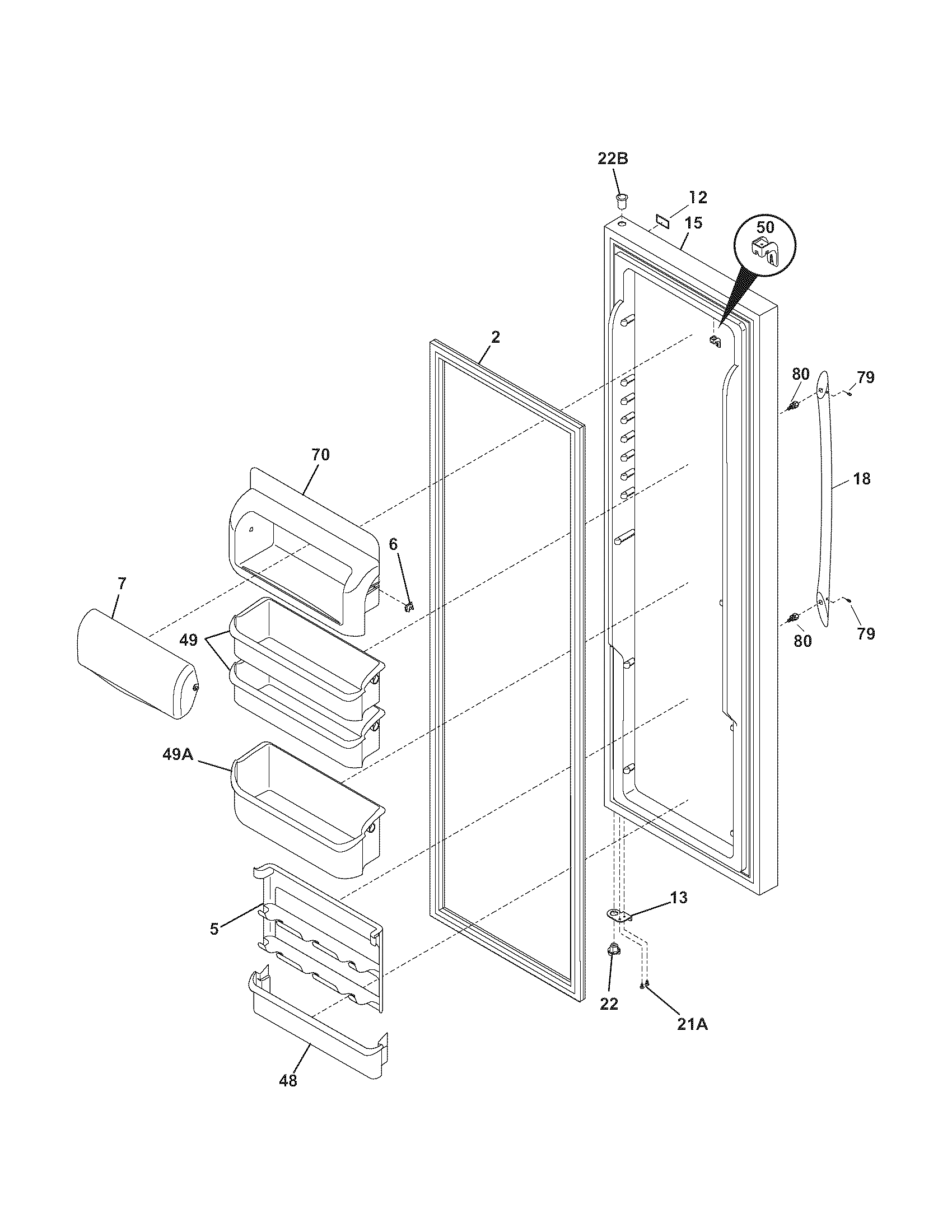 Kenmore Elite 25344512606 refrigerator door diagram