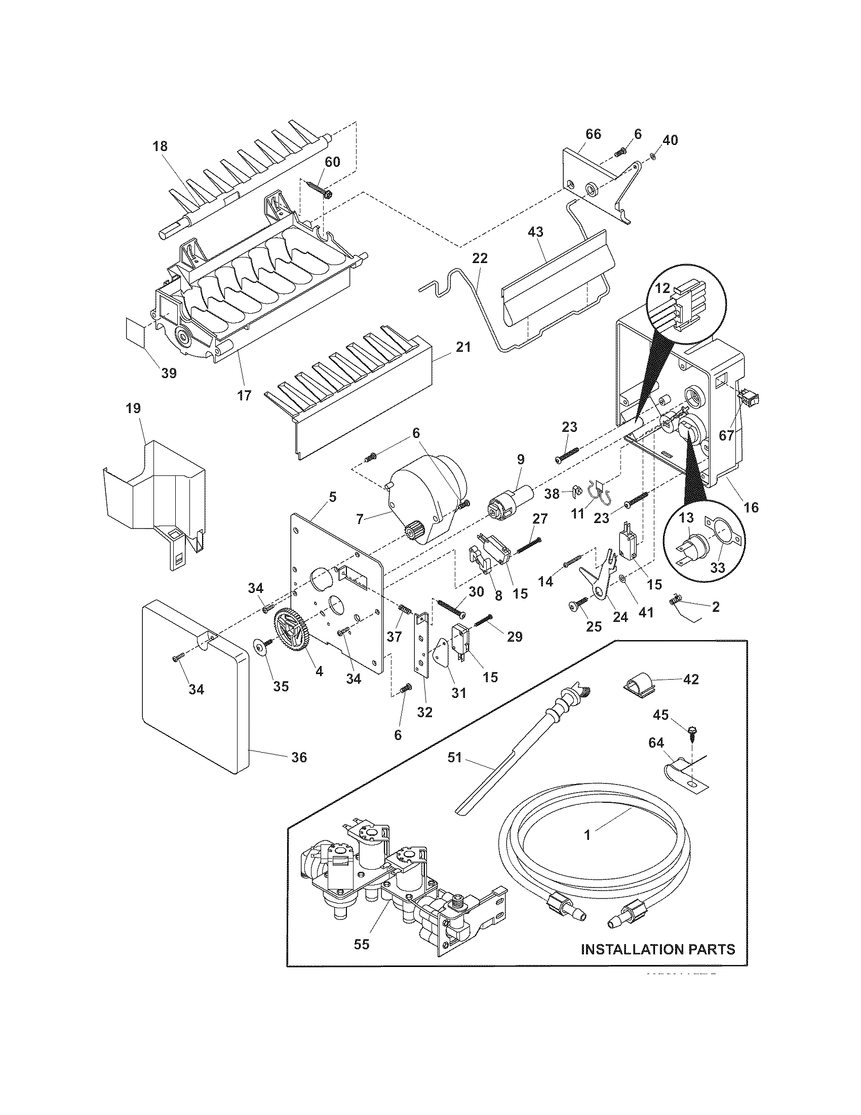 Frigidaire PLHS69EGSS8 ice maker diagram