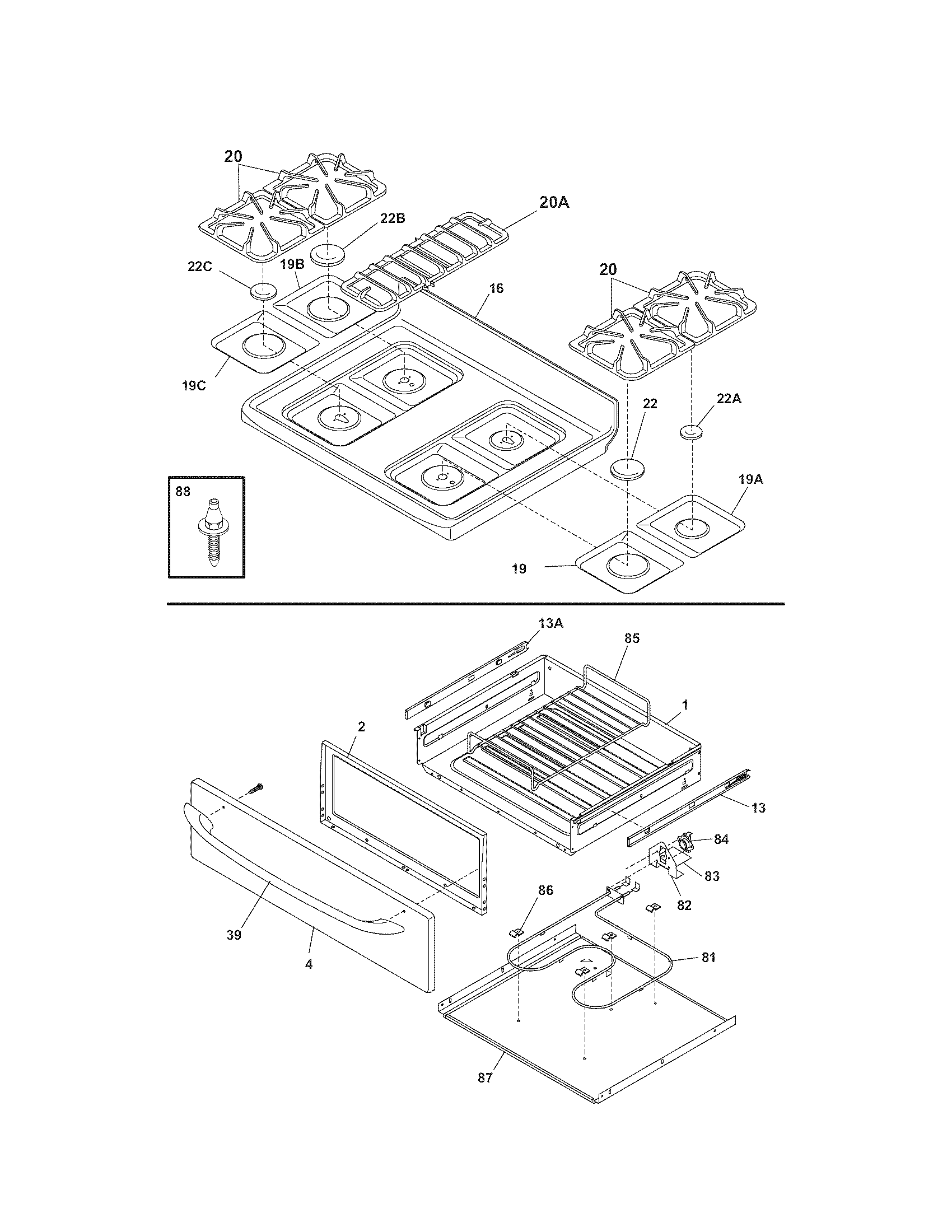 Kenmore 79079653700 top/drawer diagram