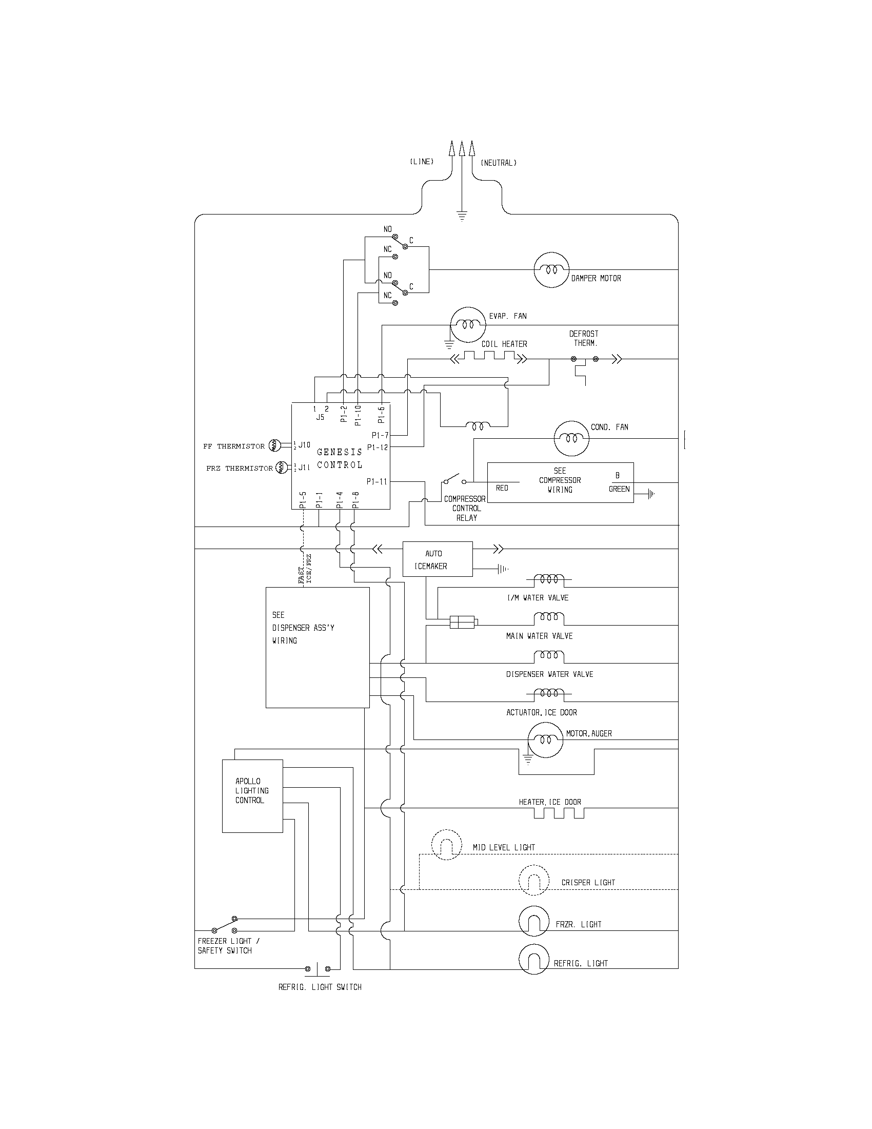 Frigidaire GLHS68EGW9 wiring schematic diagram