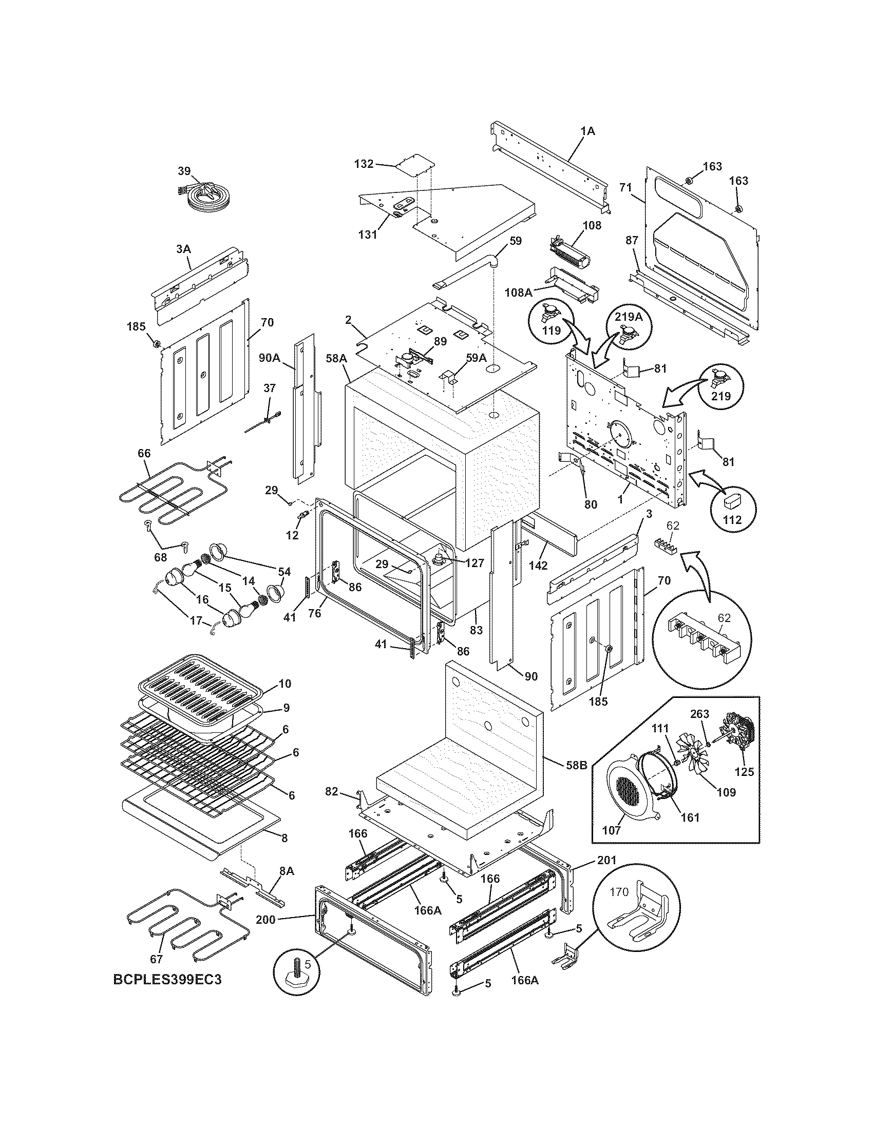 Frigidaire CGLES389FS3 body diagram