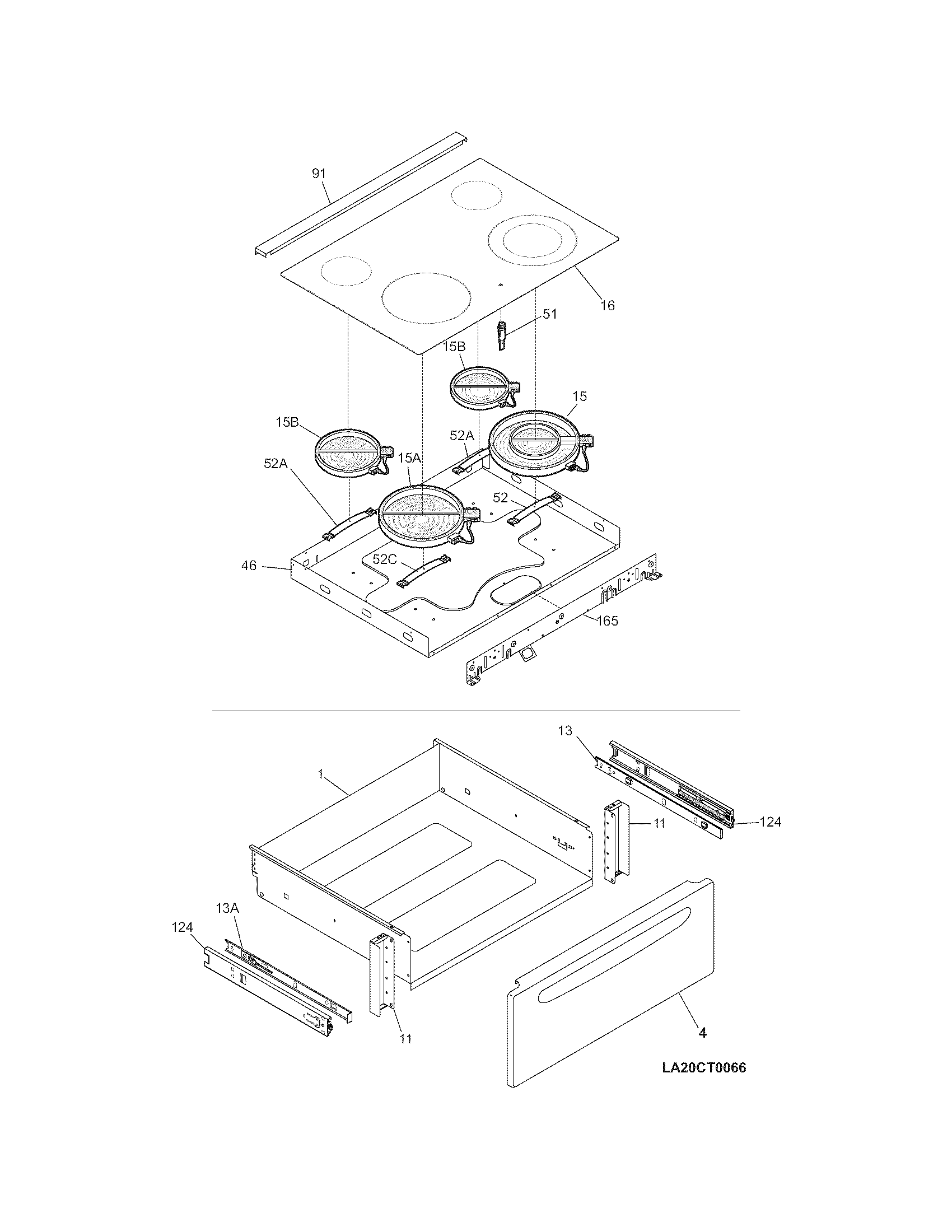 Frigidaire BFES368ES6 top/drawer diagram