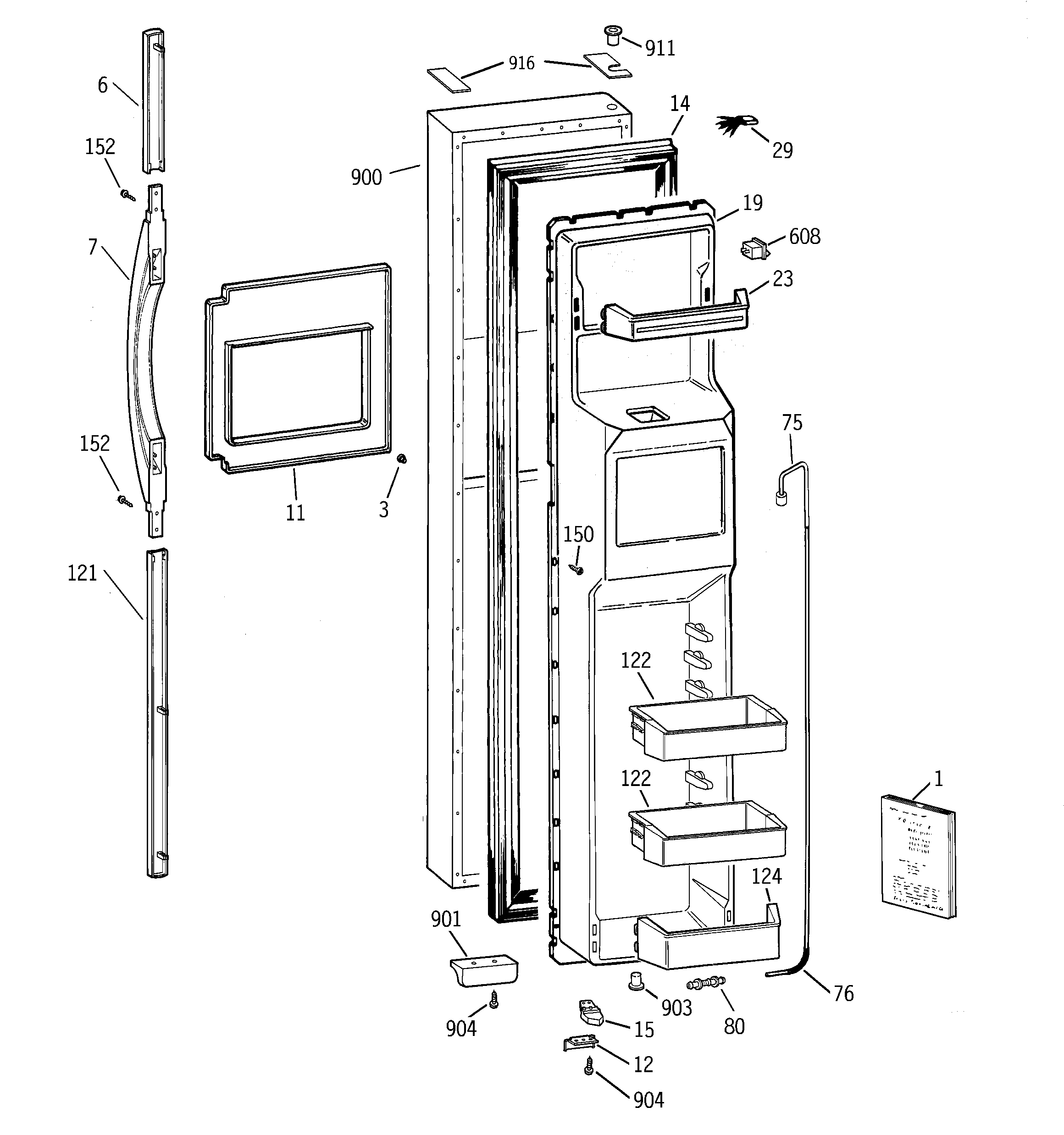 Kenmore 36358892897 freezer door diagram