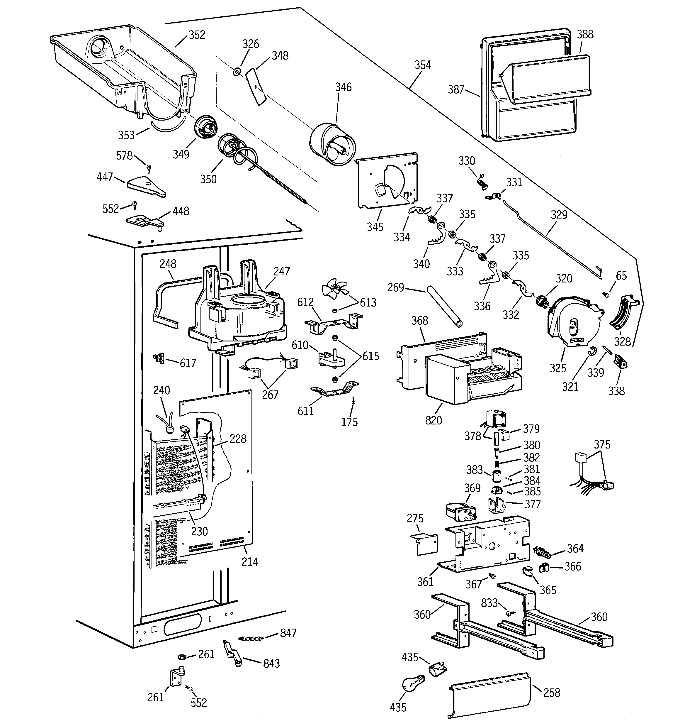 Kenmore 36358892897 freezer section diagram