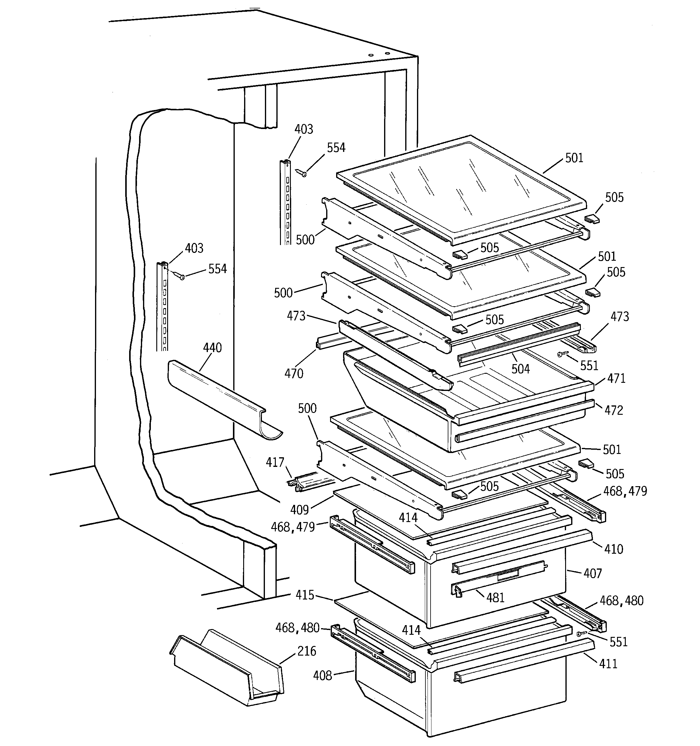 Kenmore 36358892897 fresh food section diagram