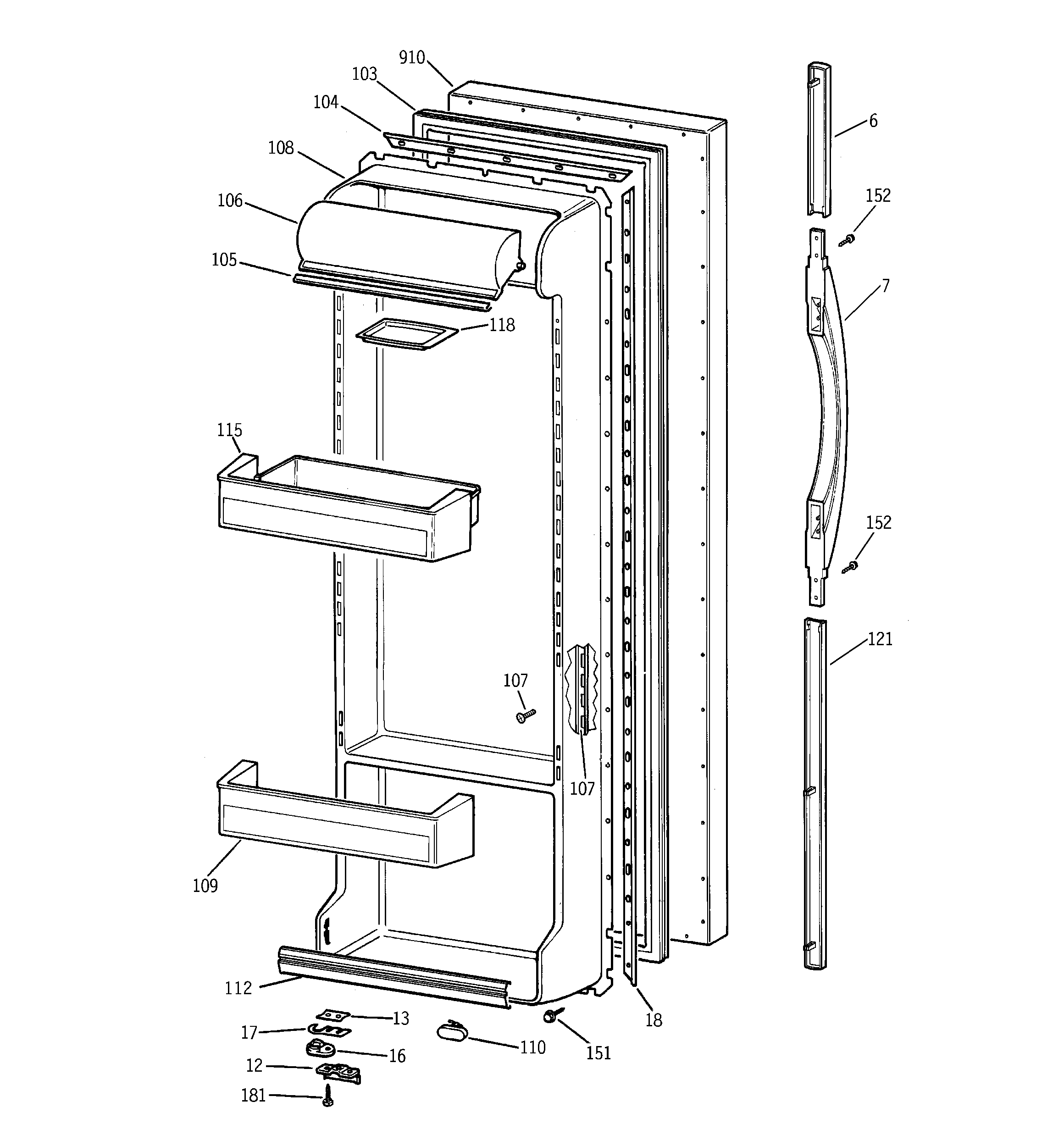Kenmore 36359522997 fresh food door diagram