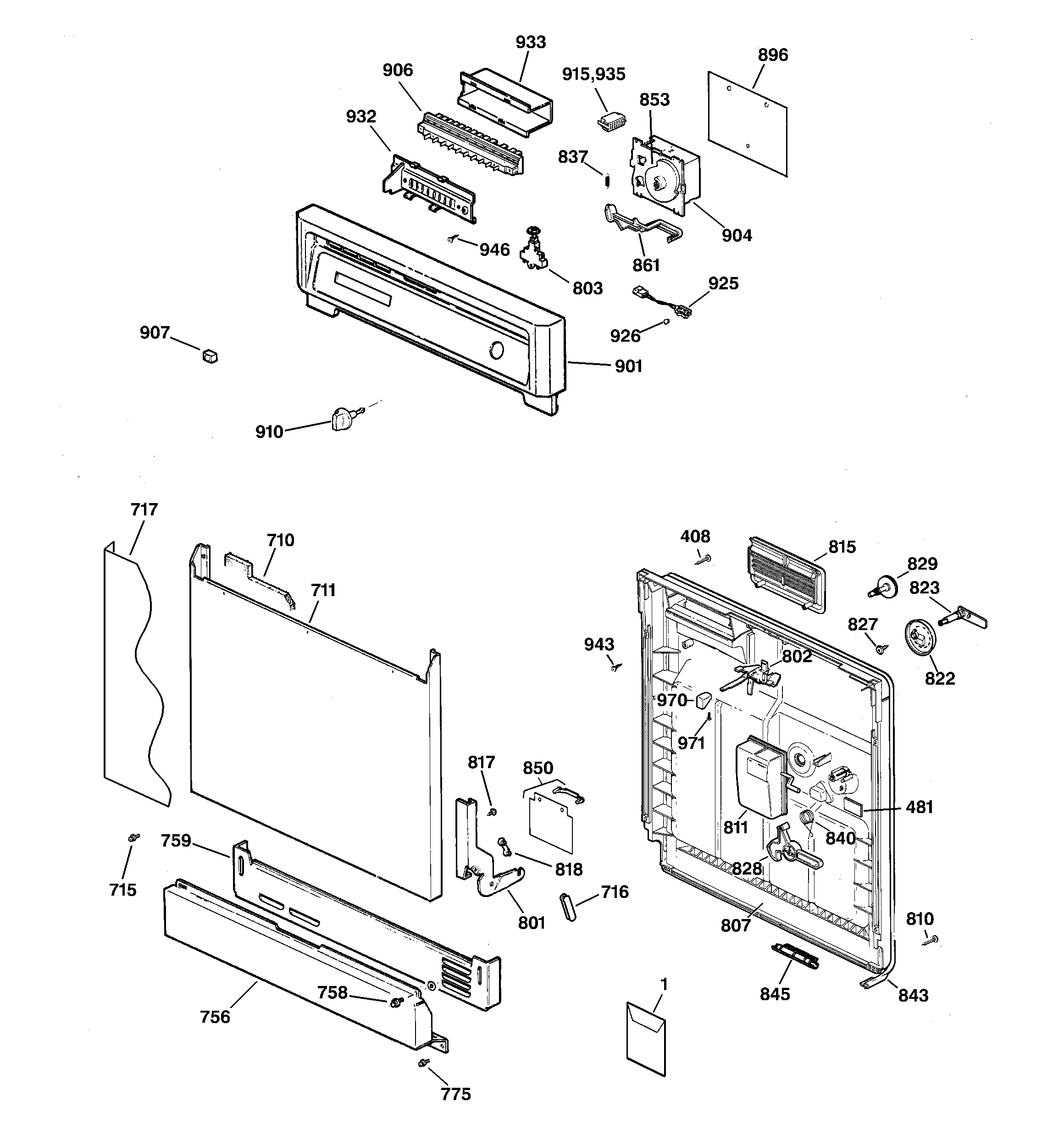 Kenmore 36315479000 escutcheon & door assembly diagram