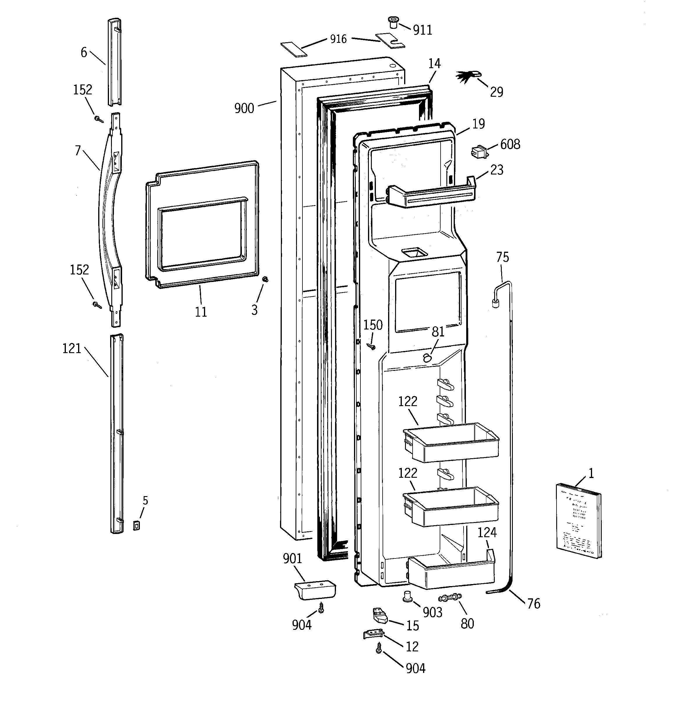 Kenmore 36359472991 freezer door diagram