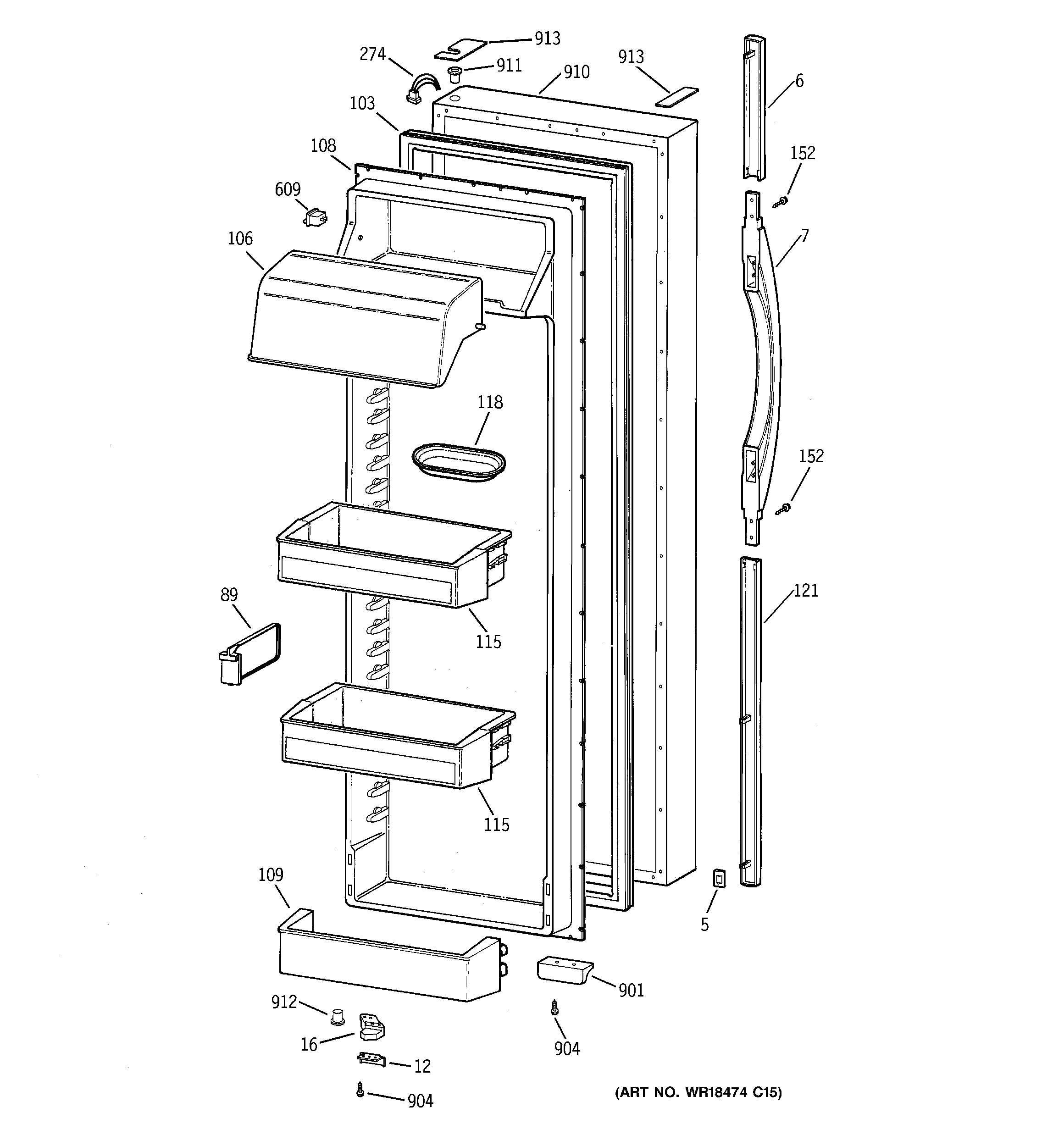 Kenmore 36359472991 fresh food door diagram