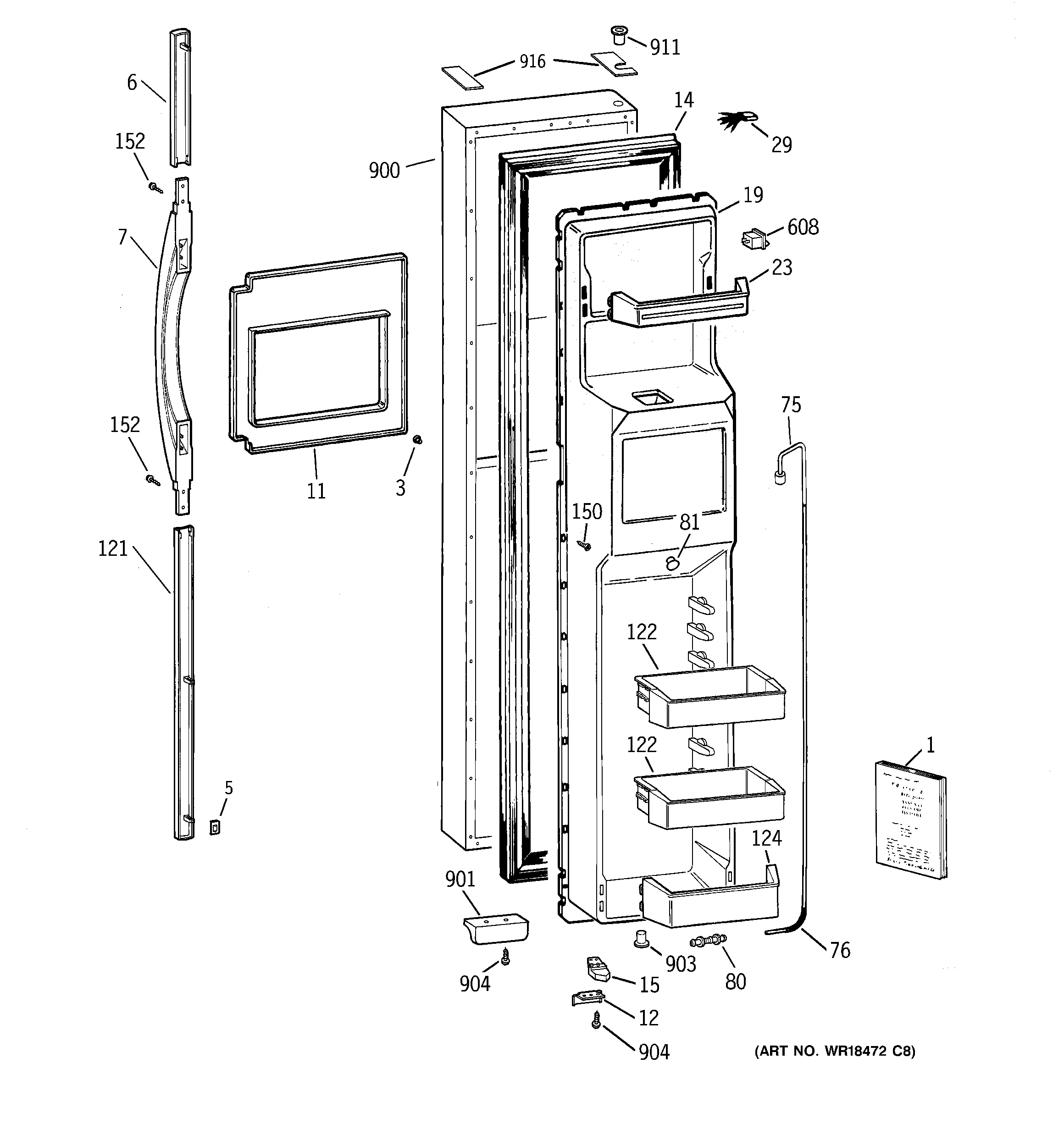 Kenmore 36358892898 freezer door diagram