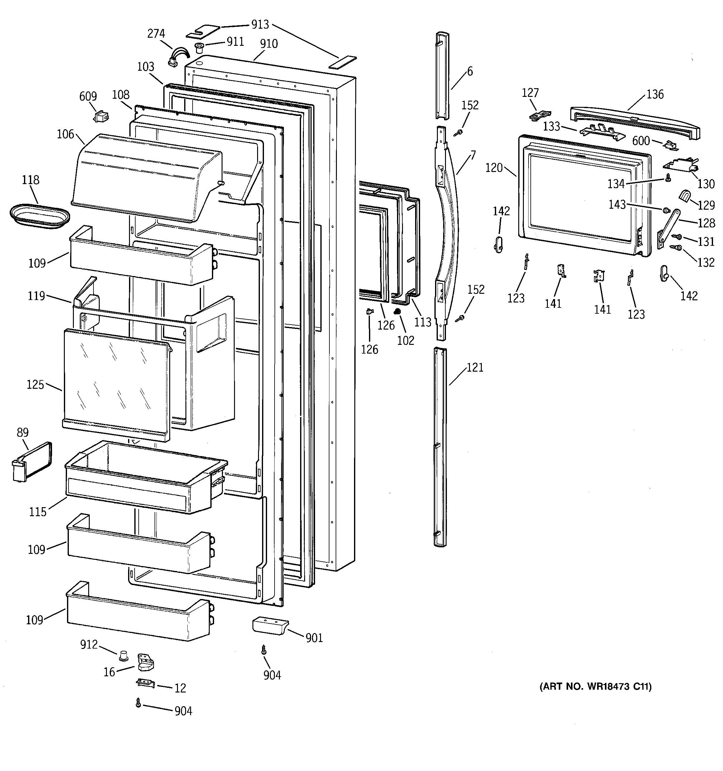 Kenmore 36358892898 fresh food door diagram