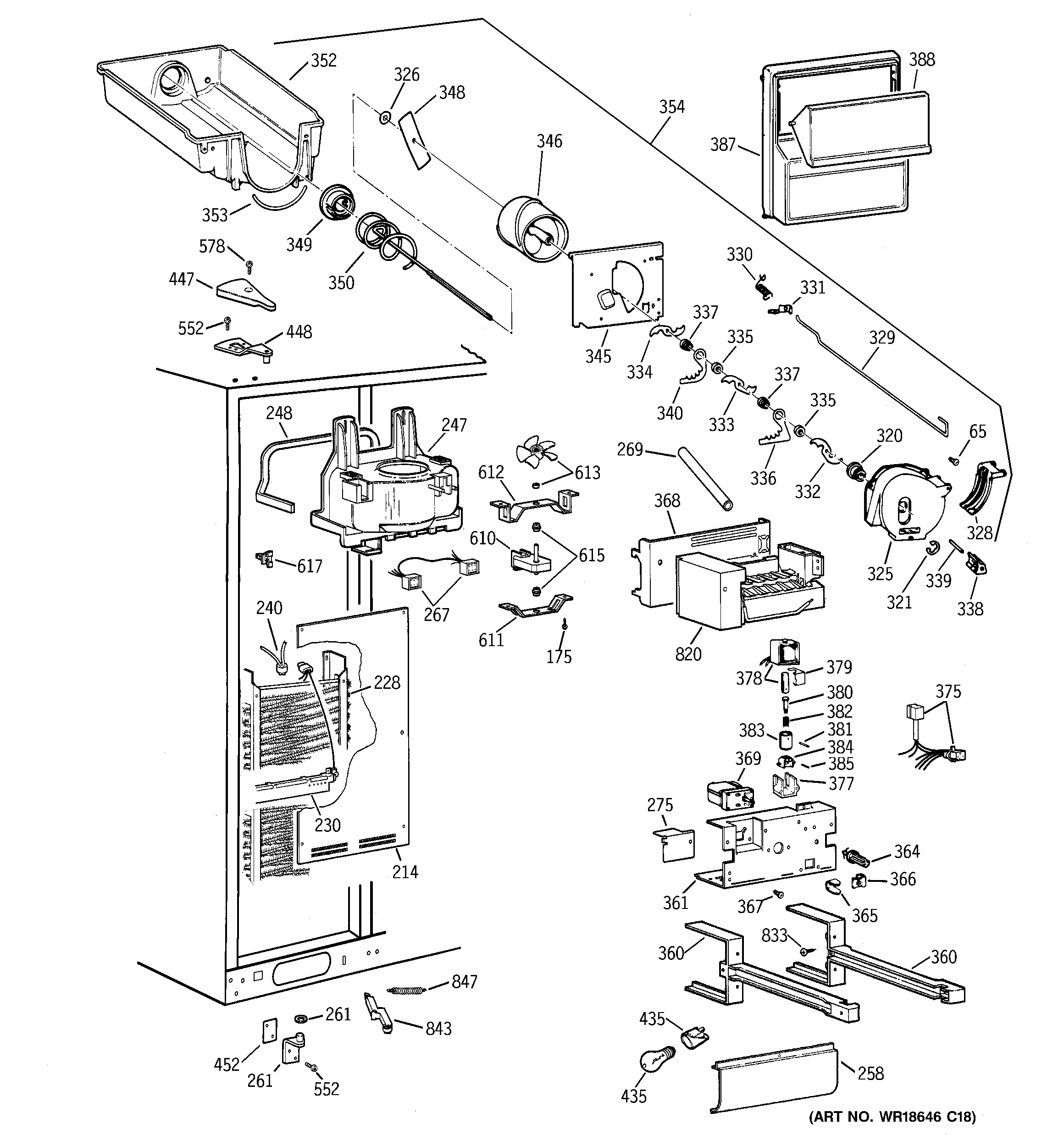 Kenmore 36358892898 freezer section diagram